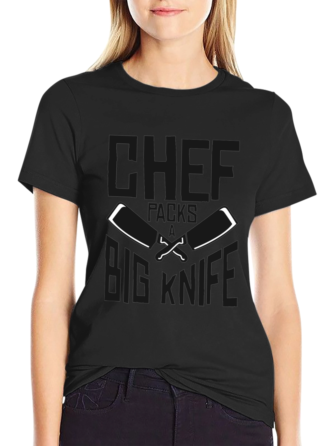 Chefs Big Knife Black T-Shirt - Culinary Humor