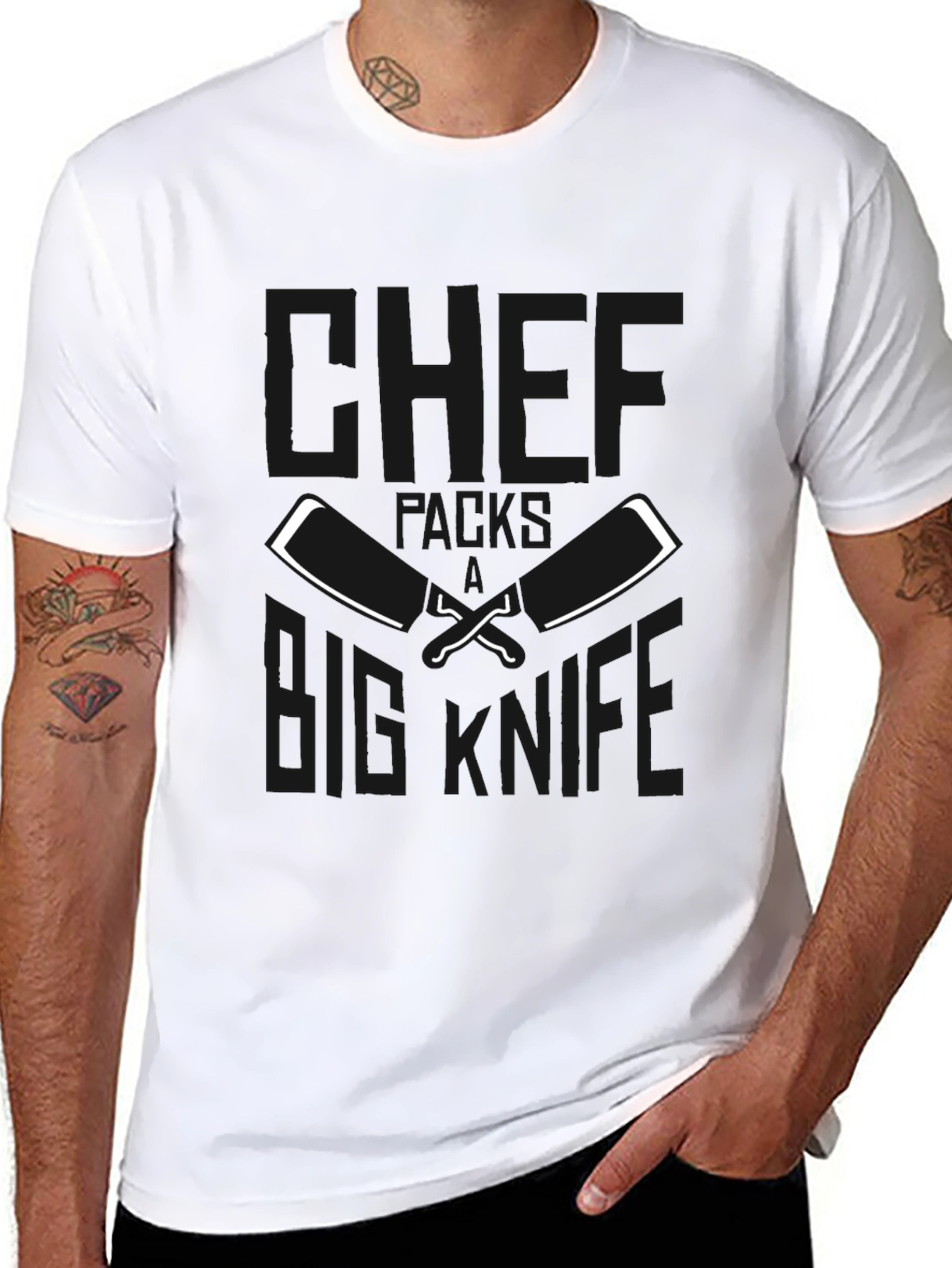 Chefs Big Knife Black T-Shirt - Culinary Humor