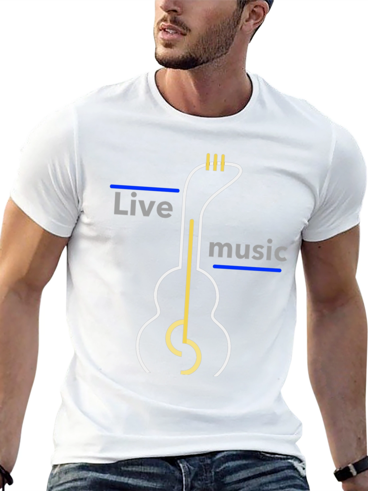 Live Music Guitar Graphic Tee - Stylish Mens T-Shirt
