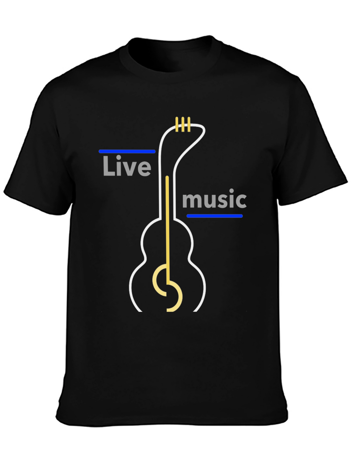 Live Music Guitar Graphic Tee - Stylish Mens T-Shirt