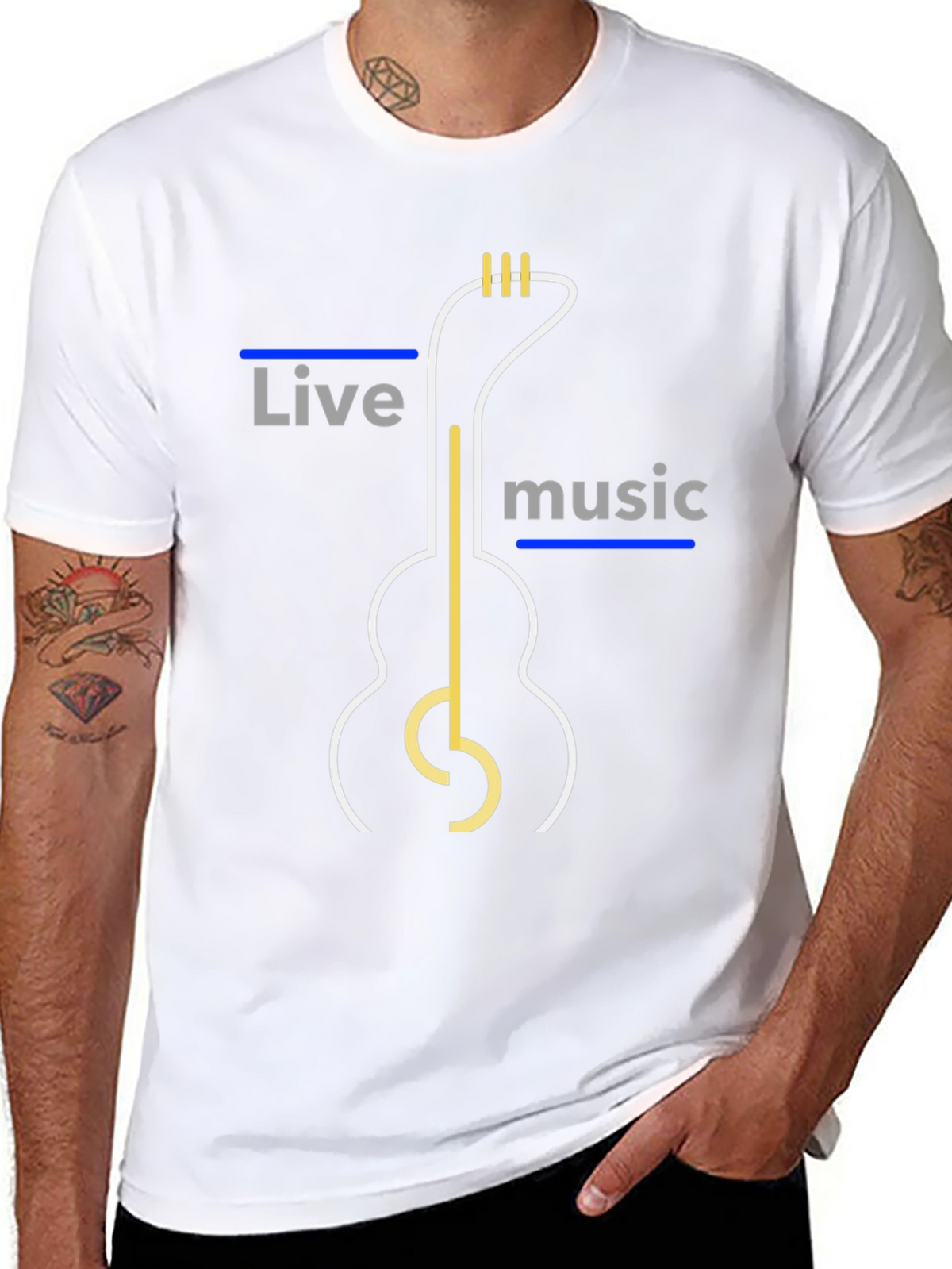 Live Music Guitar Graphic Tee - Stylish Mens T-Shirt