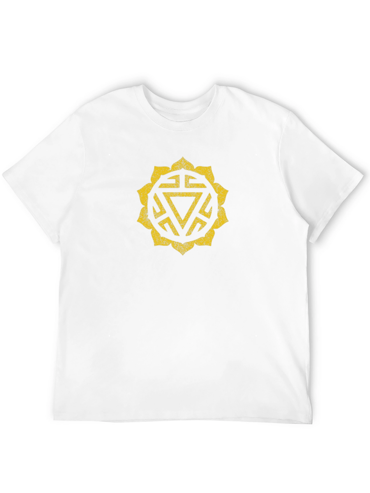 Black T-Shirt with Geometric Yellow Design