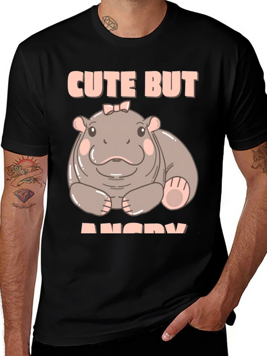 Cute But Angry Hippo Graphic Tee - Unisex Cotton T-Shirt