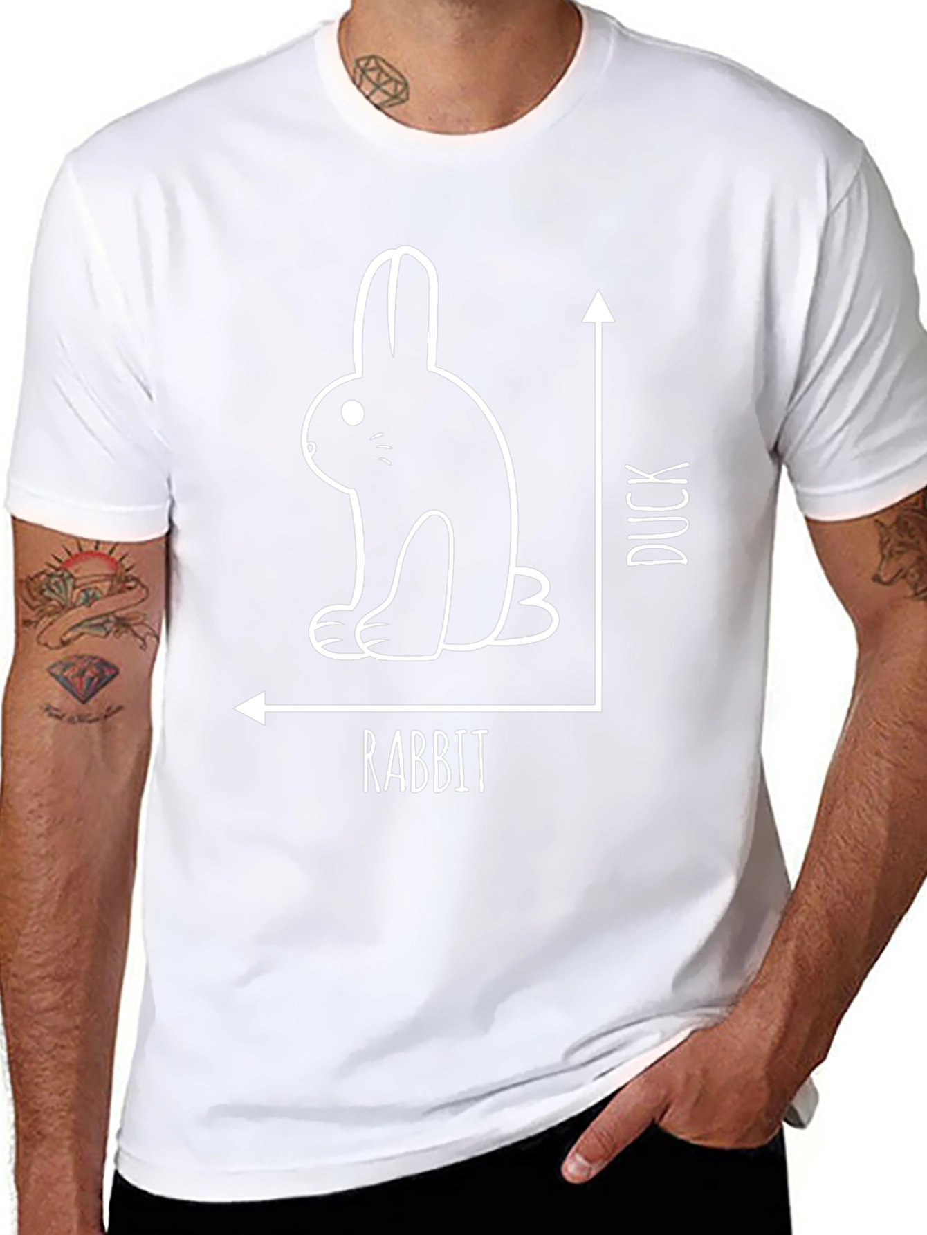 Rabbit or Duck Optical Illusion Black T-Shirt