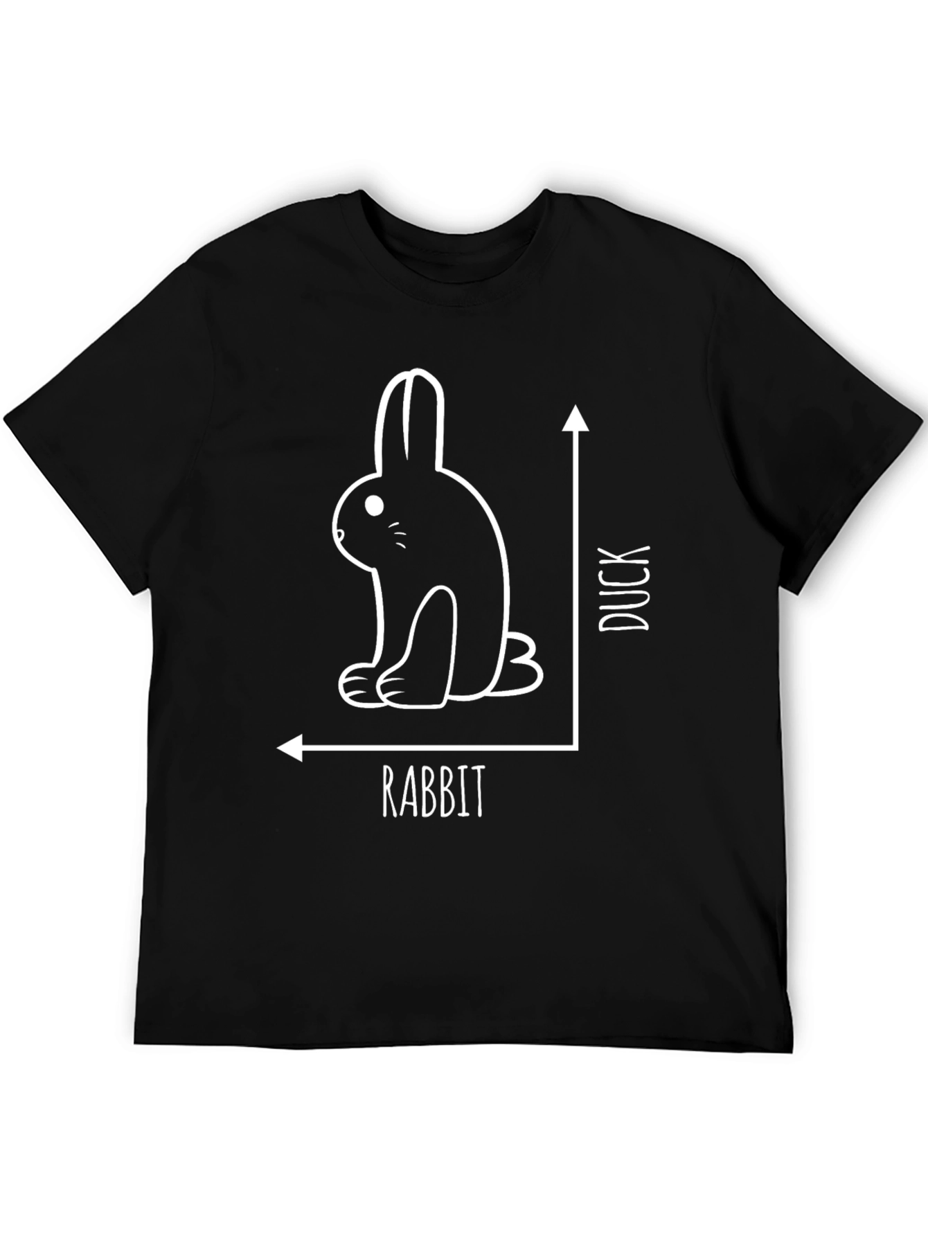 Rabbit or Duck Optical Illusion Black T-Shirt