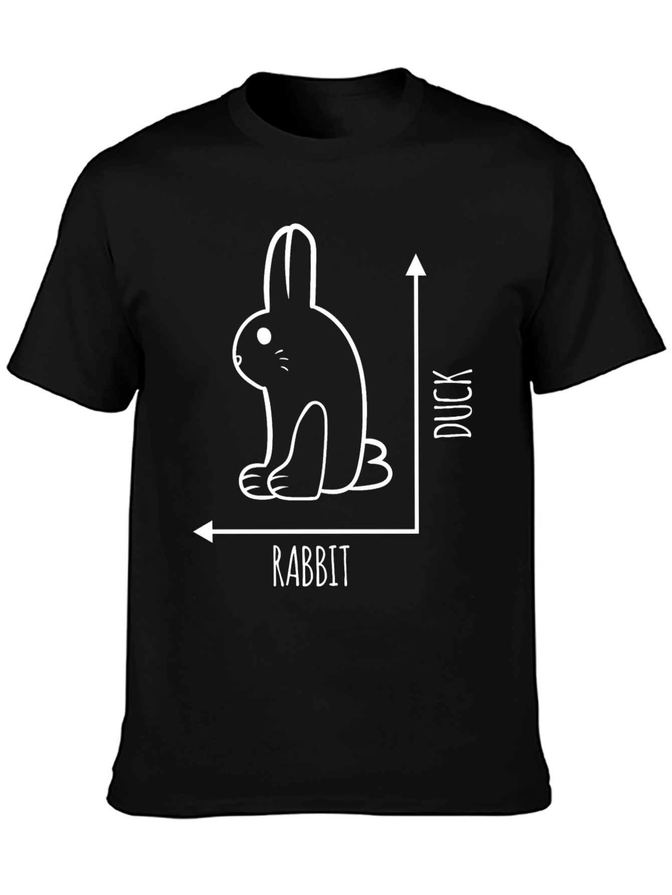 Rabbit or Duck Optical Illusion Black T-Shirt