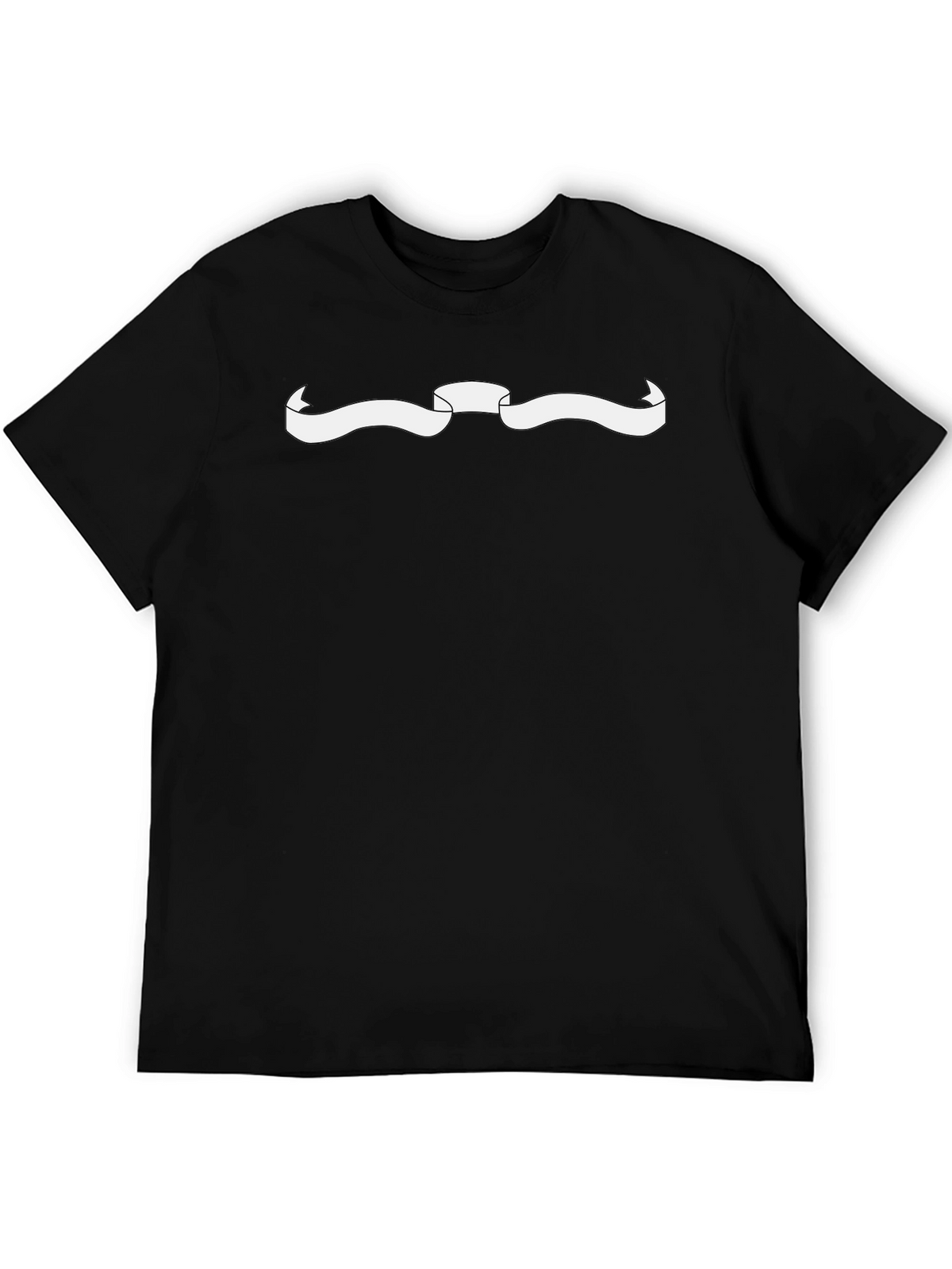Mens Black T-Shirt with White Ribbon Graphic