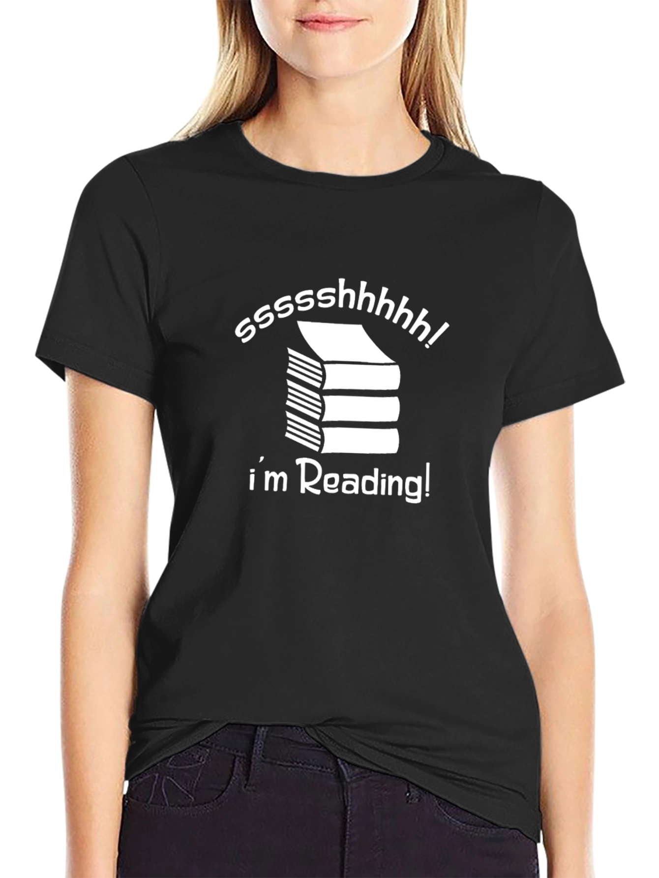 Shhh! Im Reading Graphic Tee - Black