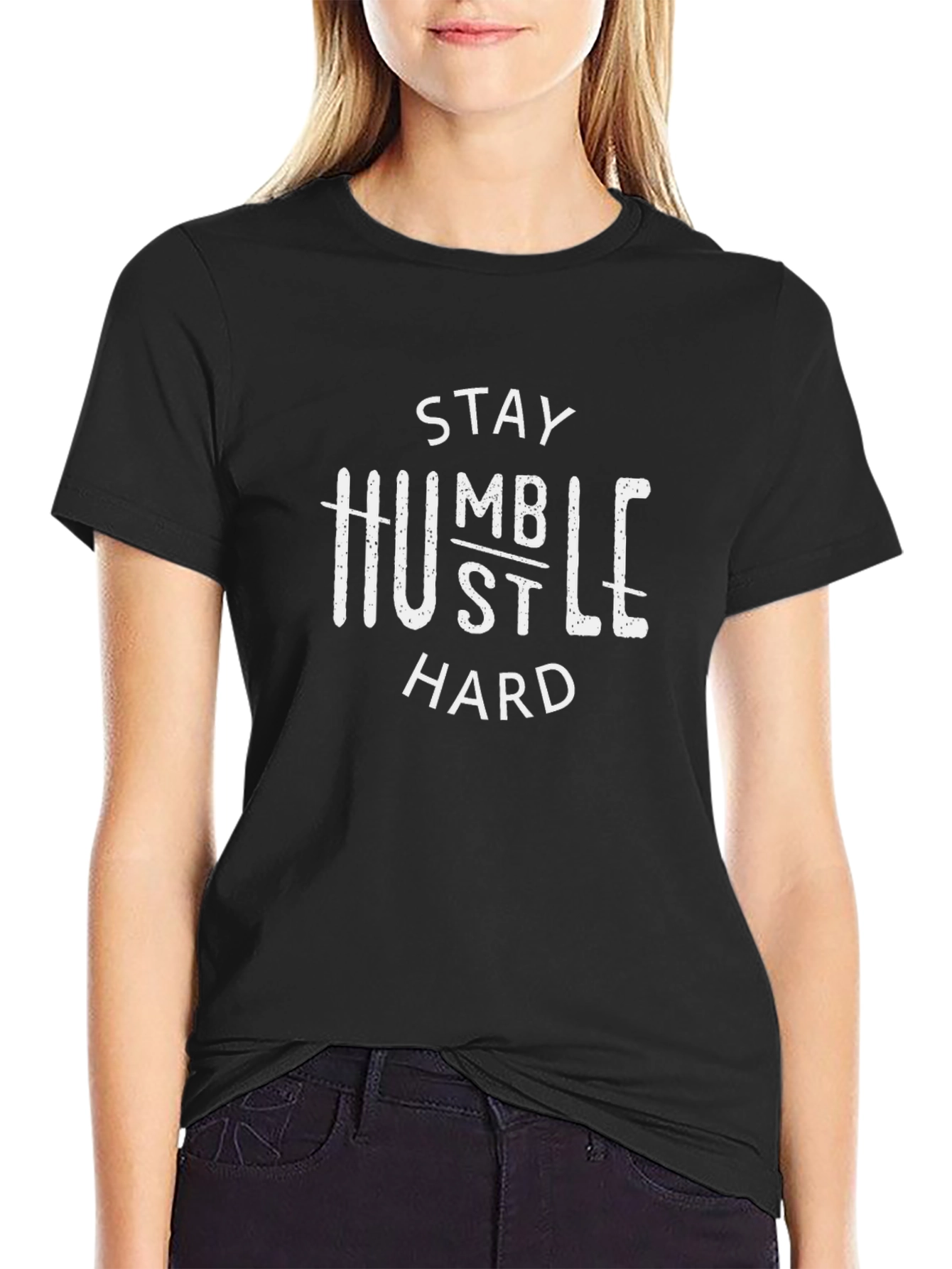 Stay Humble Hustle Hard Graphic Tee - Black