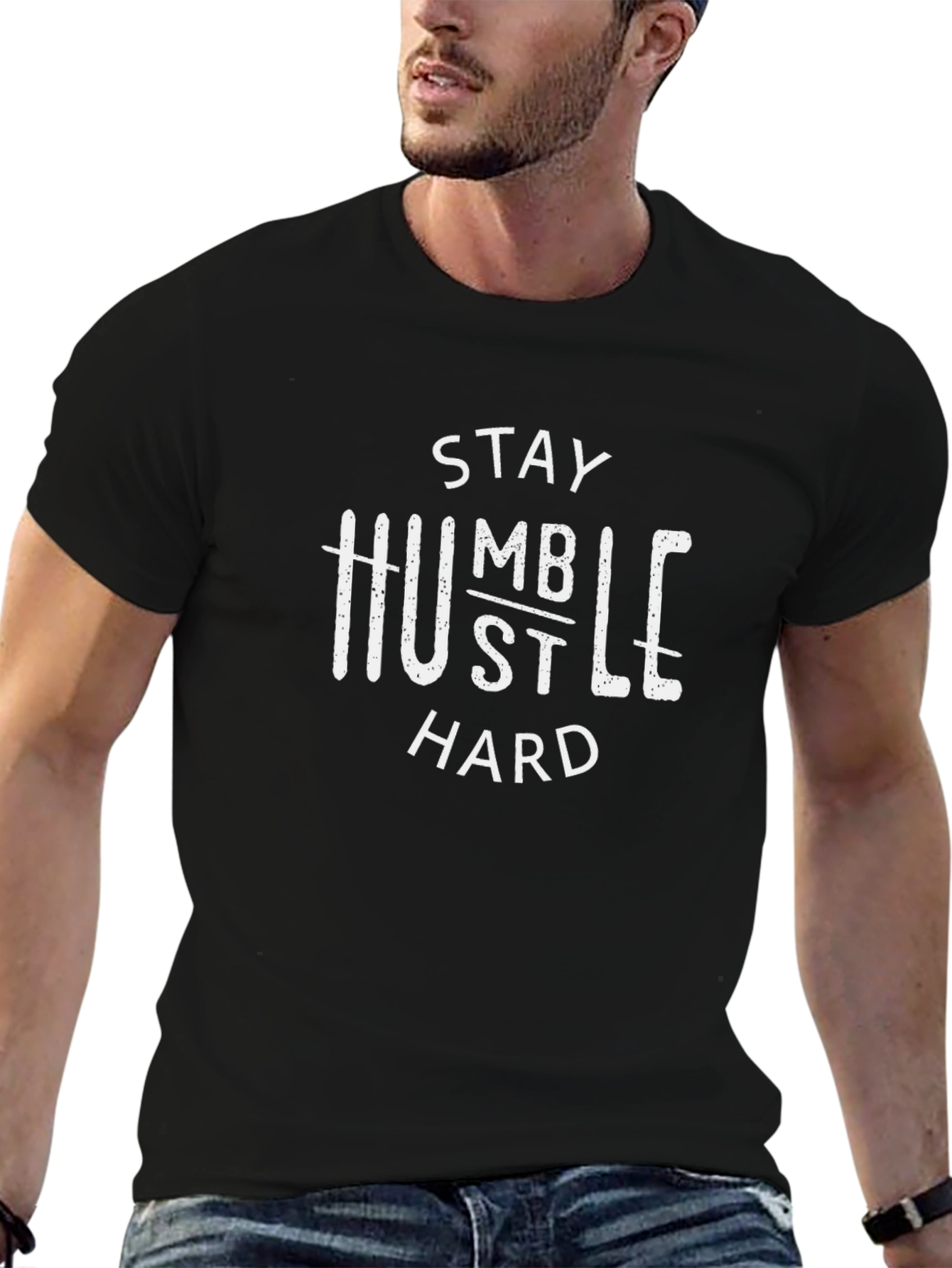 Stay Humble Hustle Hard Graphic Tee - Black
