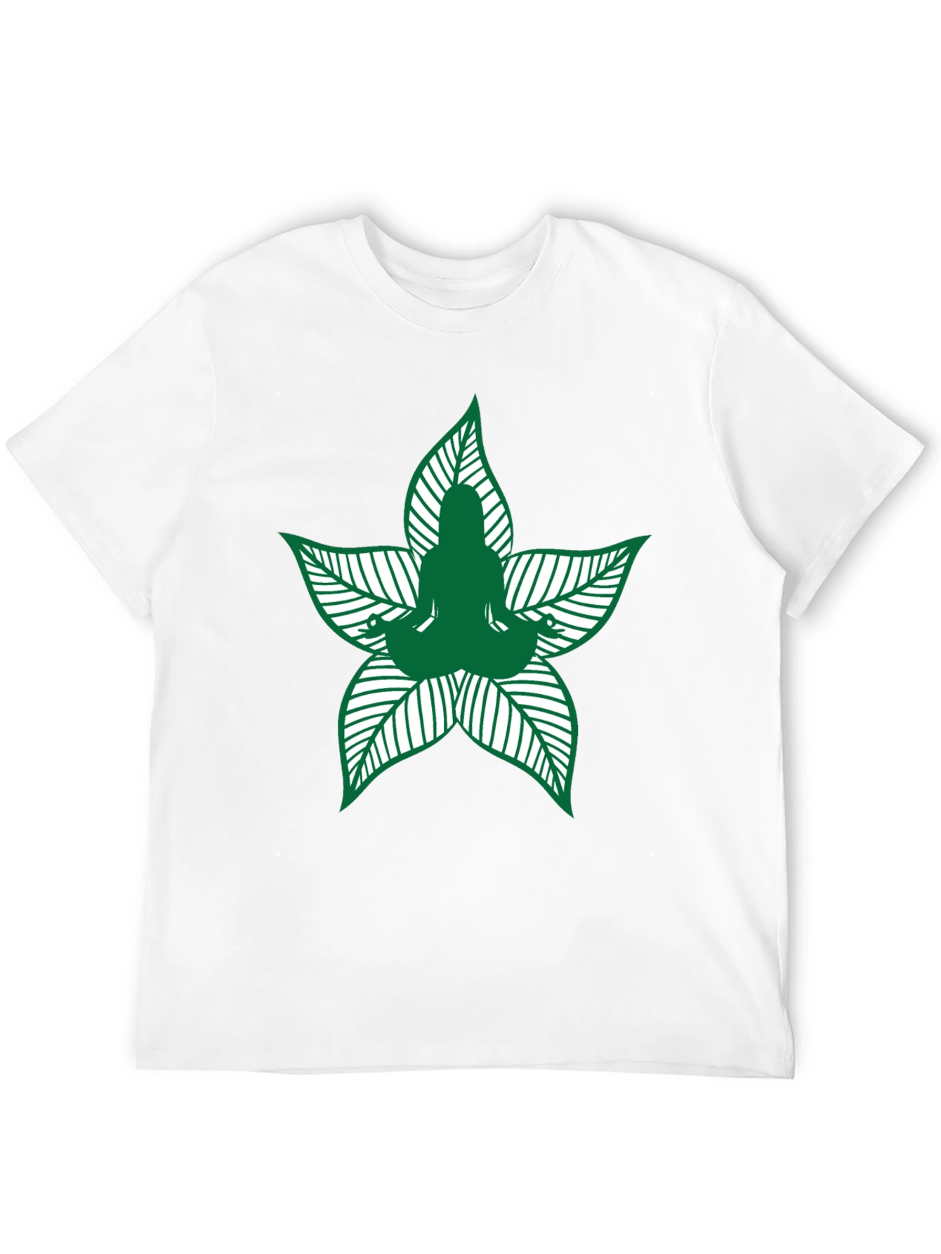 Yoga Leaf Graphic Tee - Black Cotton Casual Shirt