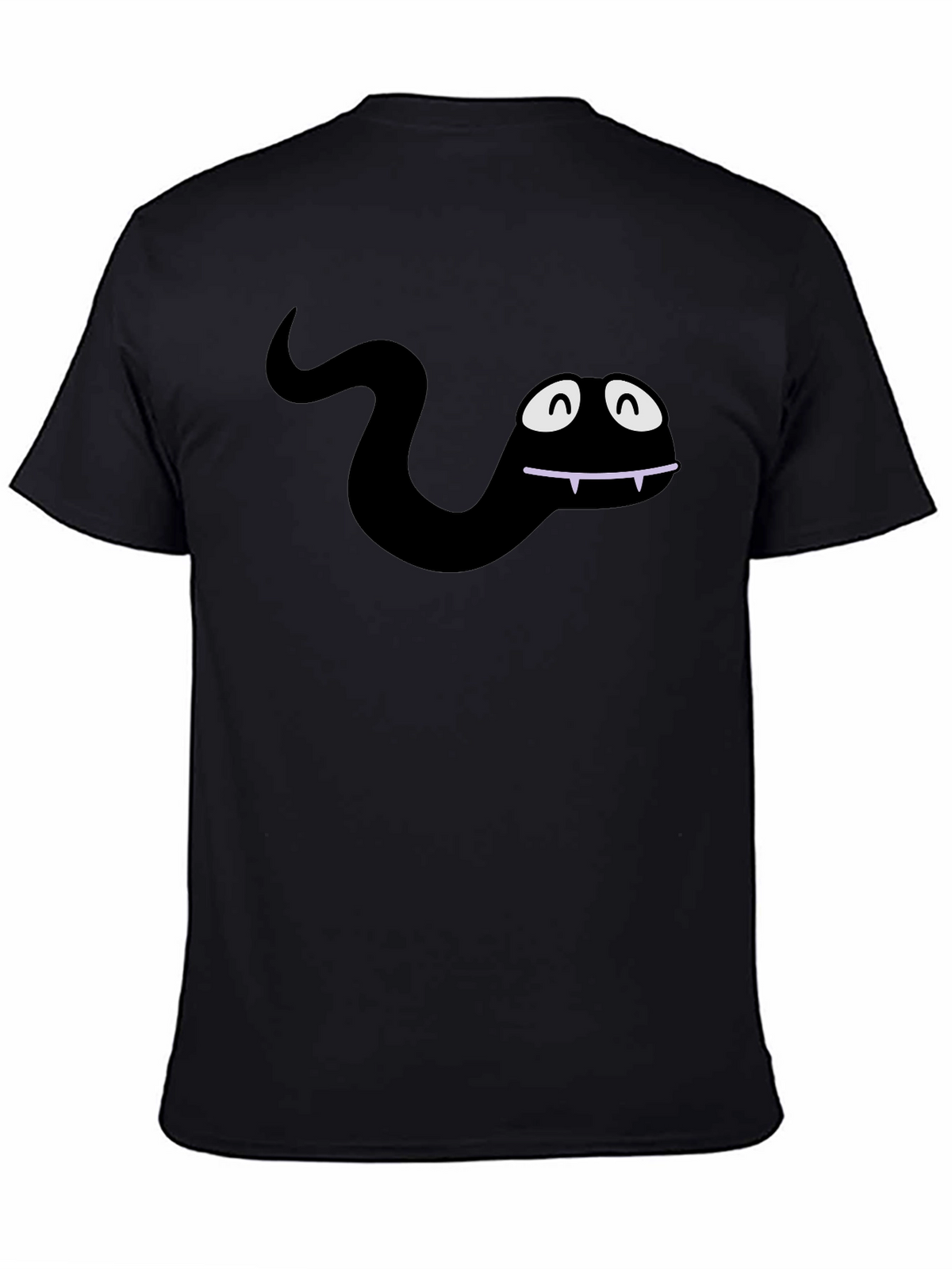Funny Cartoon Snake Black T-Shirt
