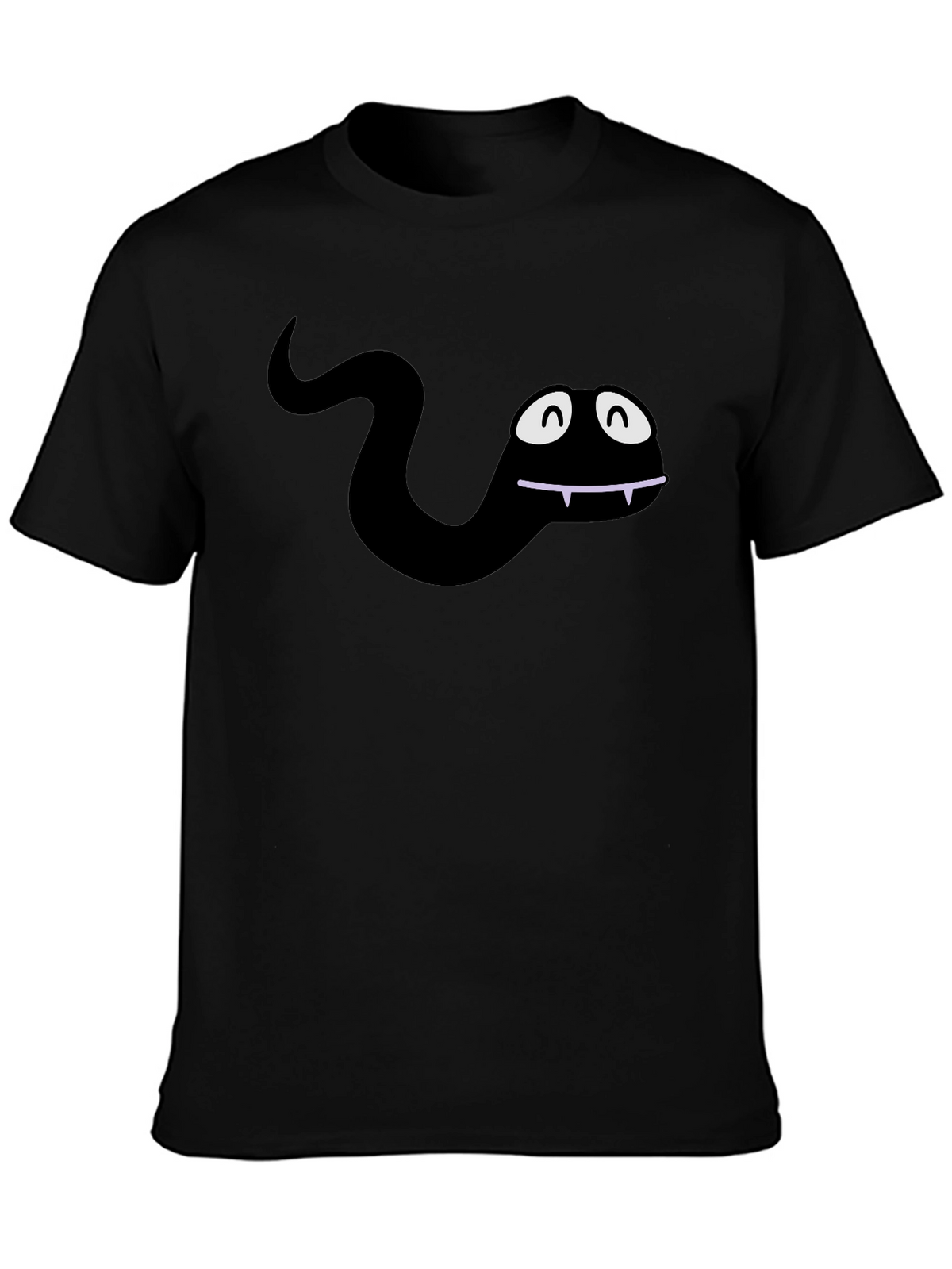 Funny Cartoon Snake Black T-Shirt