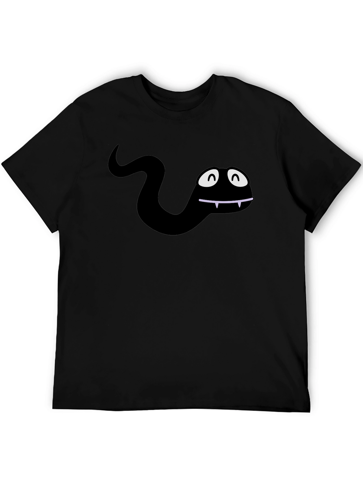 Funny Cartoon Snake Black T-Shirt