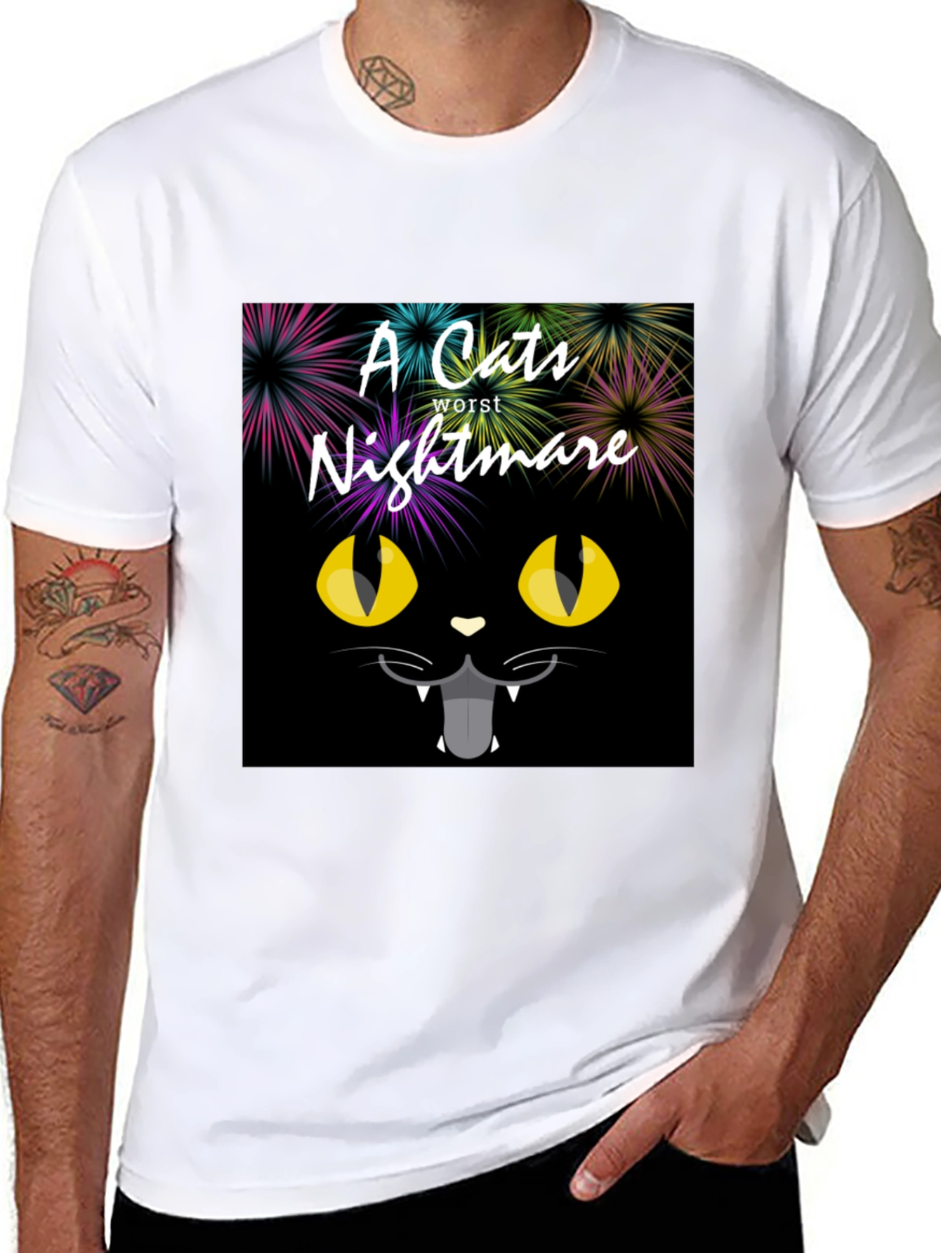 A Cats Worst Nightmare Black Graphic T-Shirt