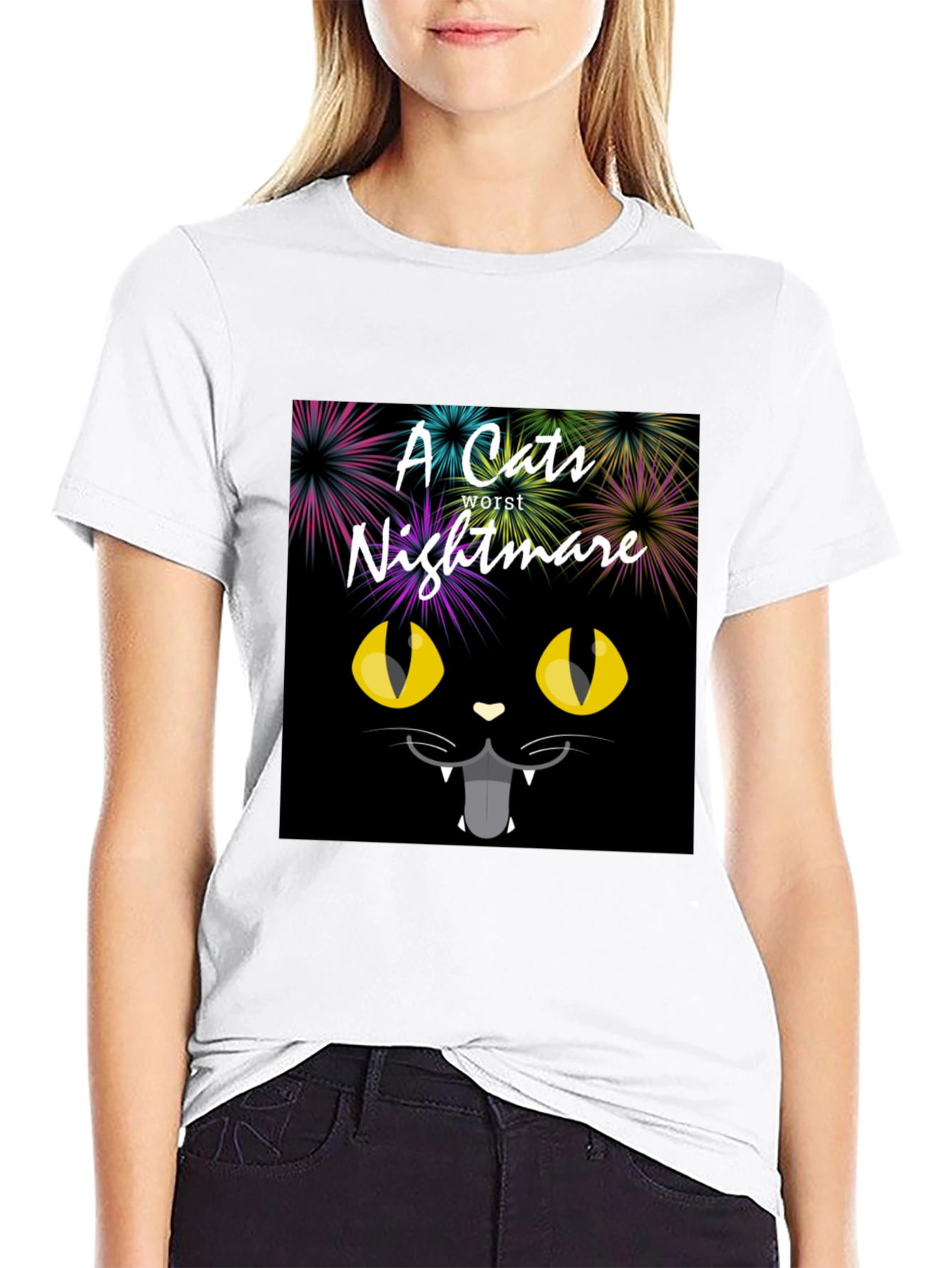 A Cats Worst Nightmare Black Graphic T-Shirt