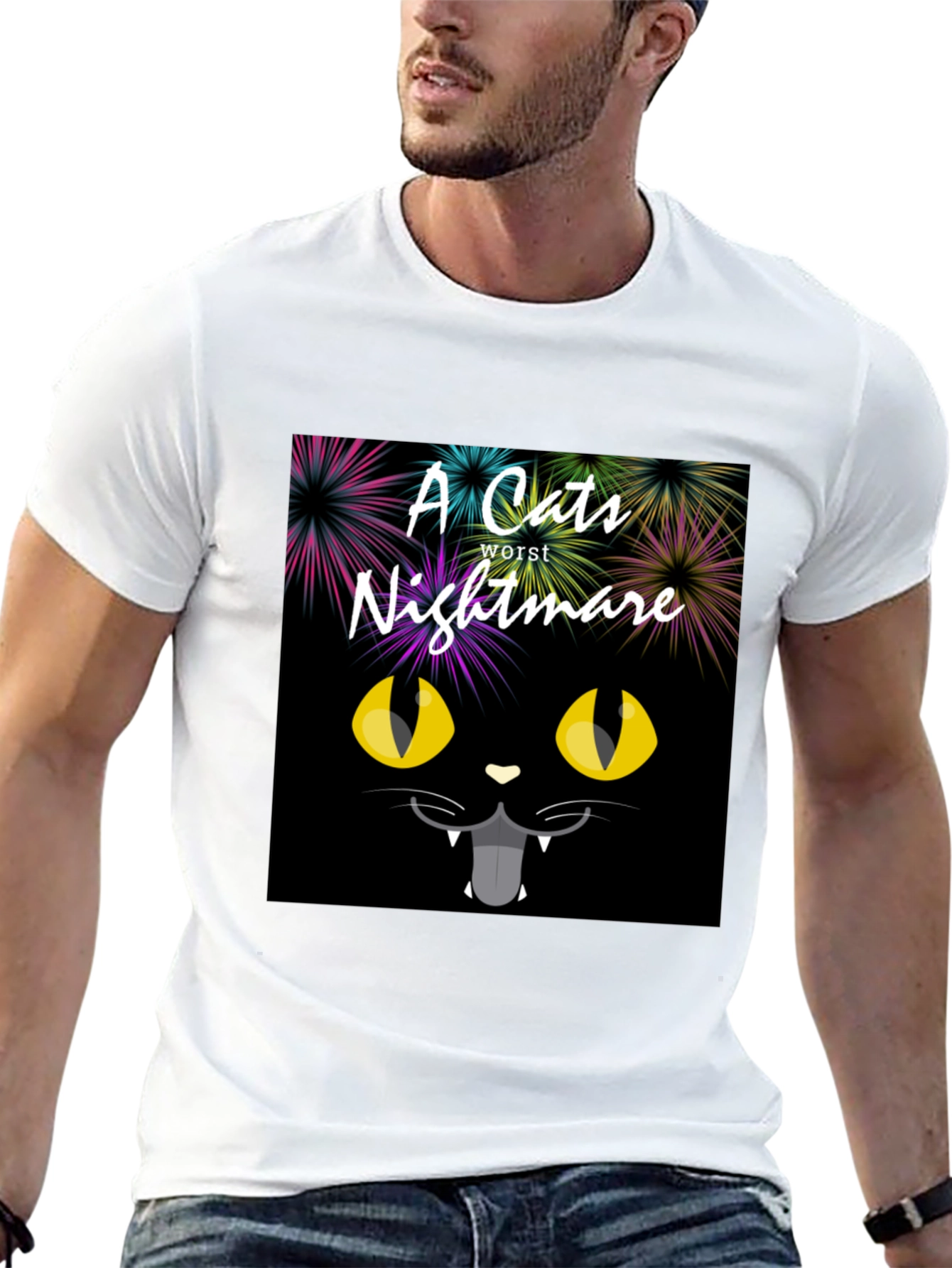 A Cats Worst Nightmare Black Graphic T-Shirt