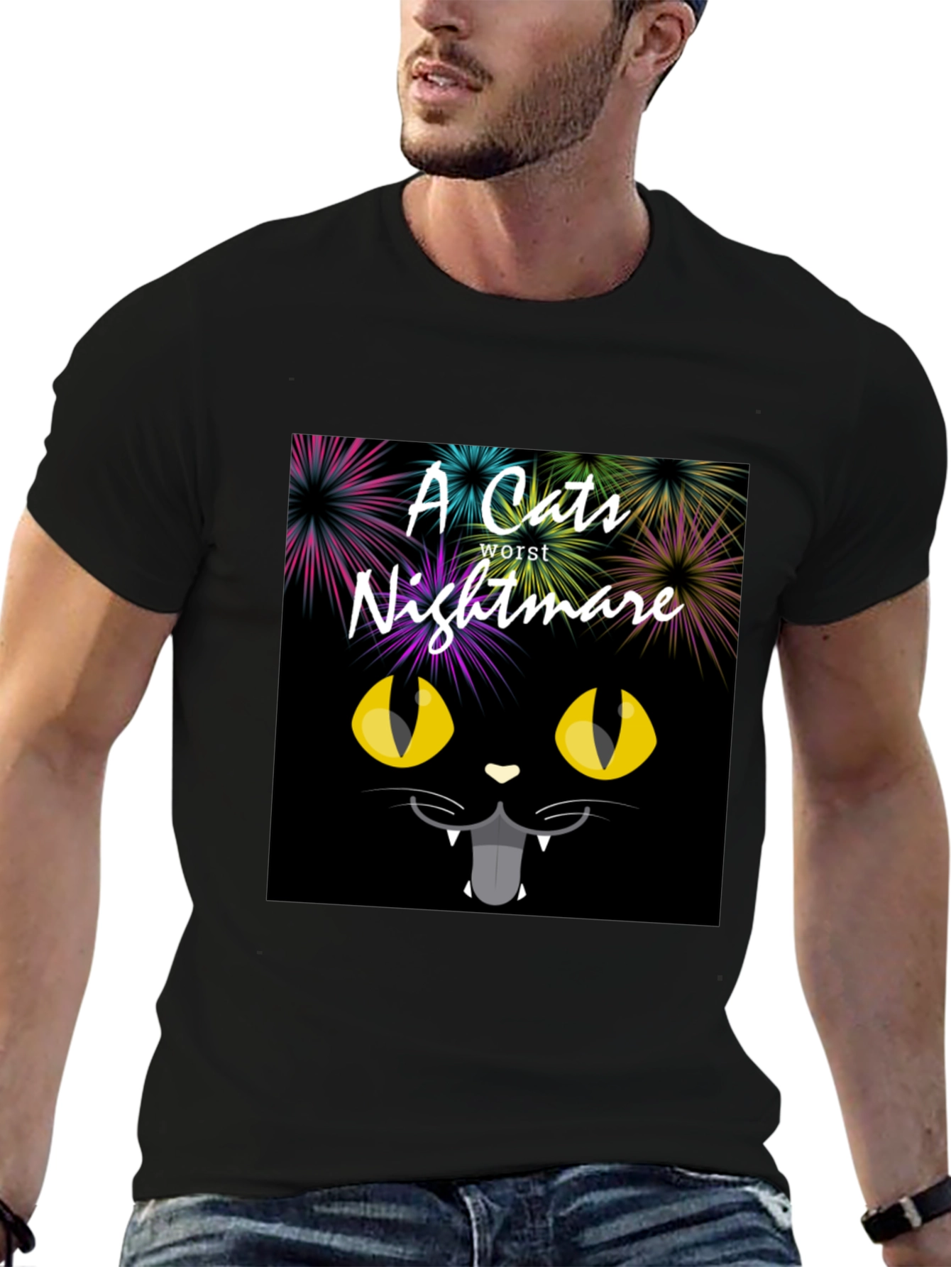 A Cats Worst Nightmare Black Graphic T-Shirt