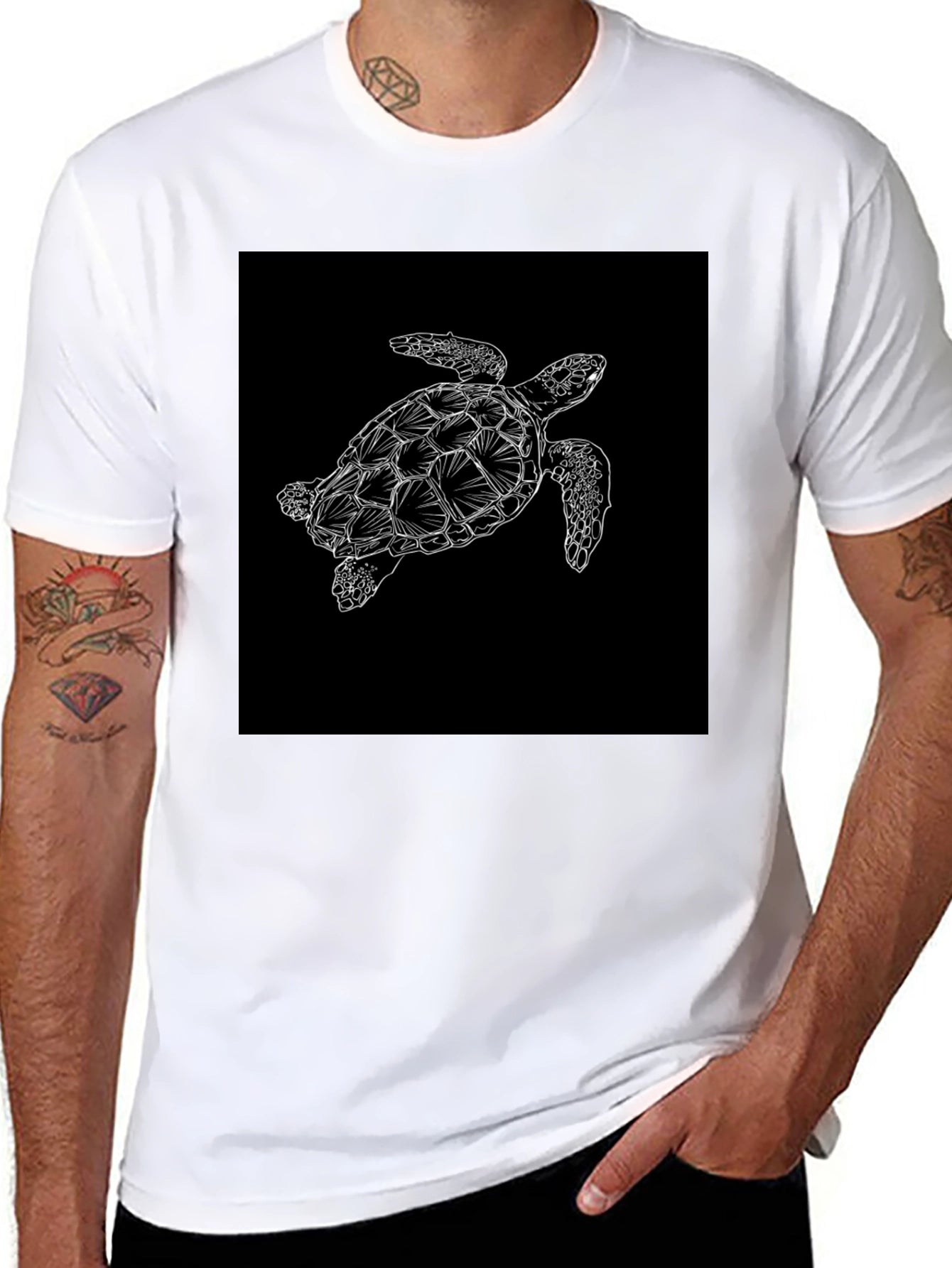 Black Turtle Graphic Tee - Sea Life Style