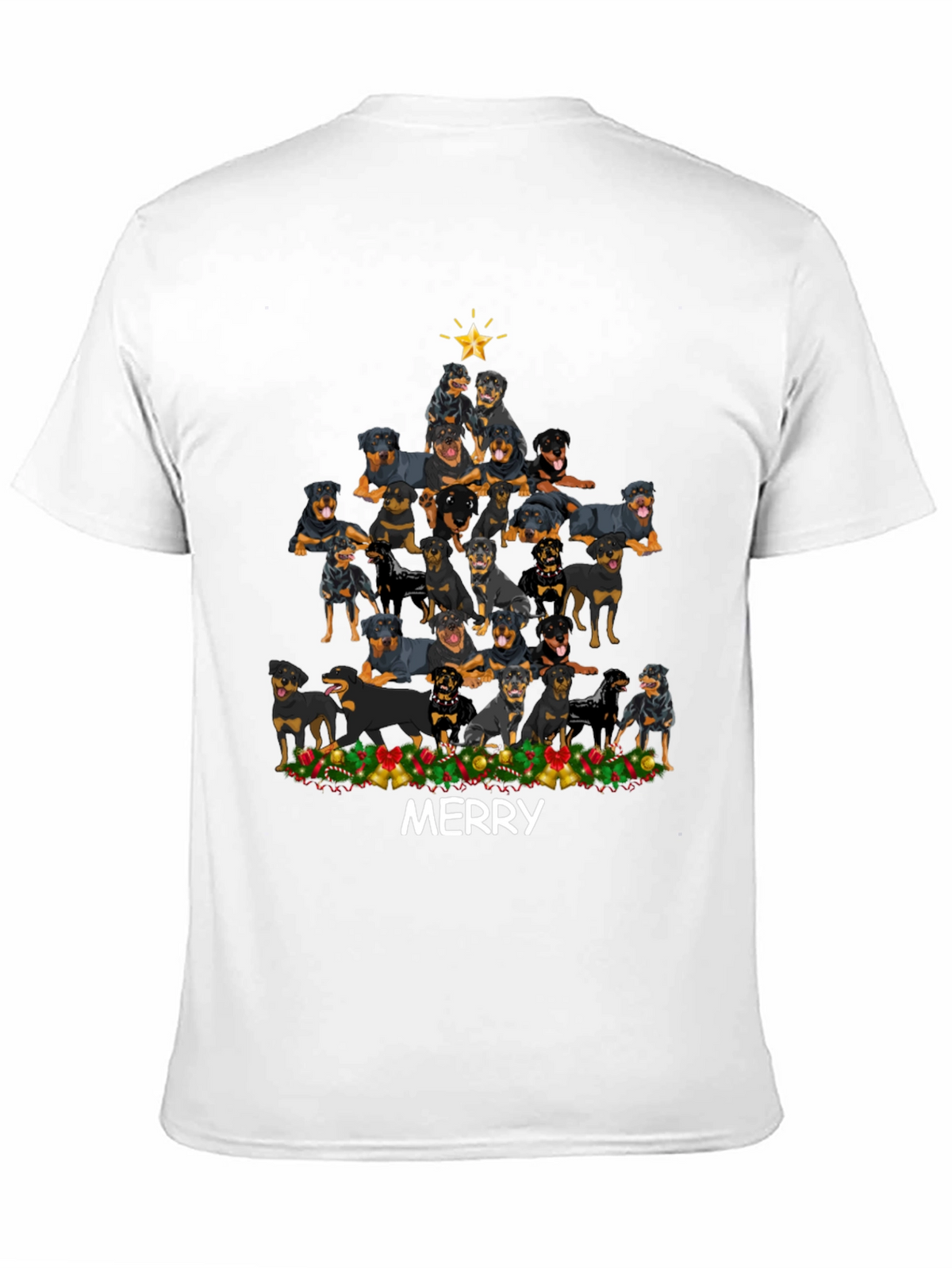 Rottweiler Christmas Tree T-Shirt - Merry