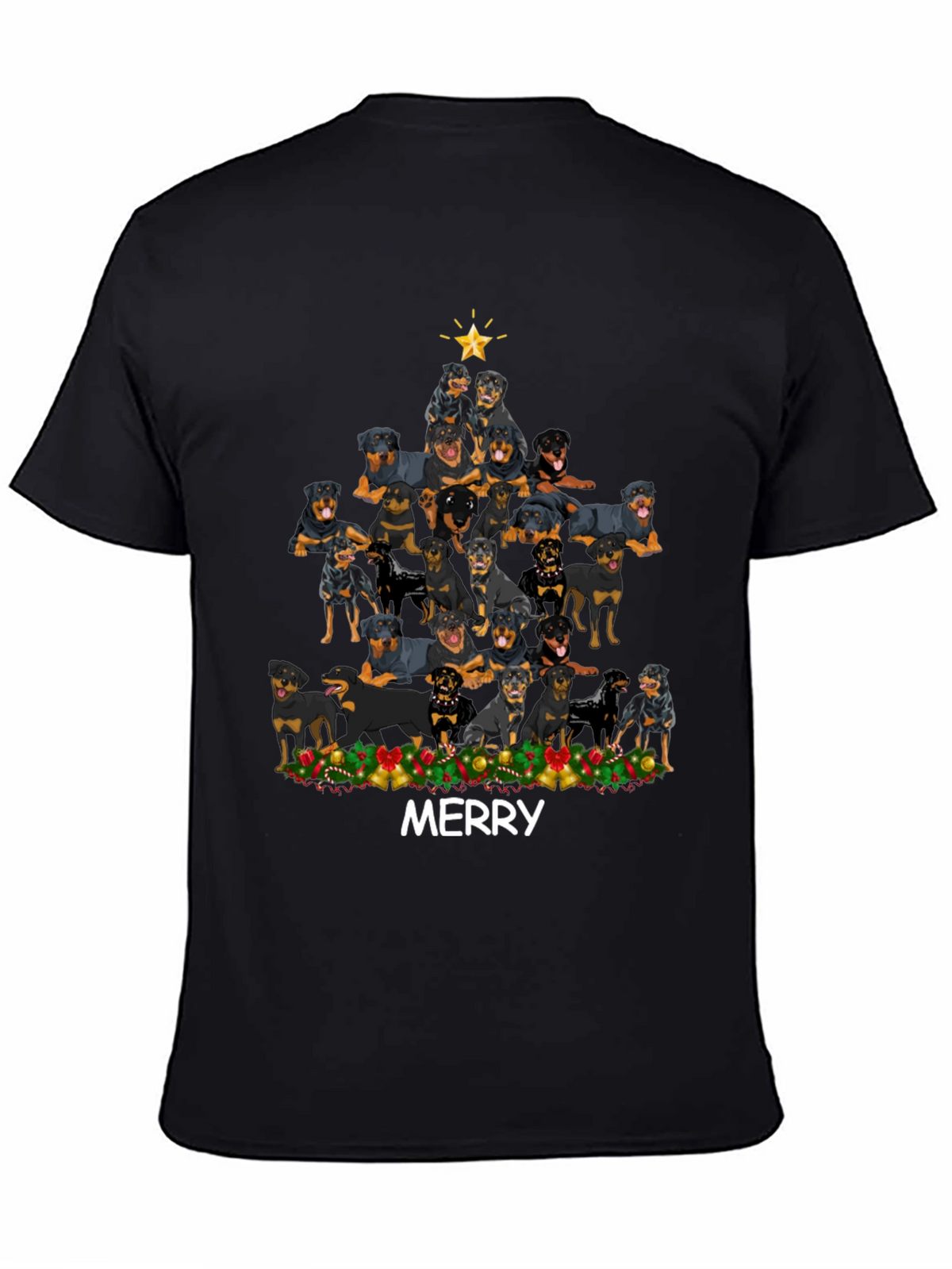 Rottweiler Christmas Tree T-Shirt - Merry