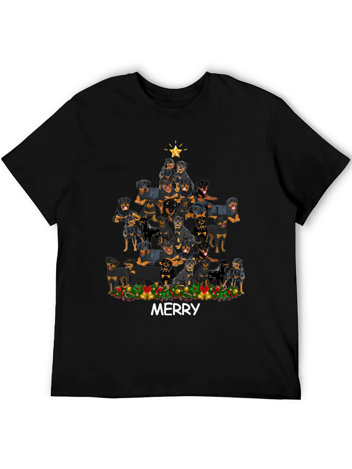 Rottweiler Christmas Tree T-Shirt - Merry