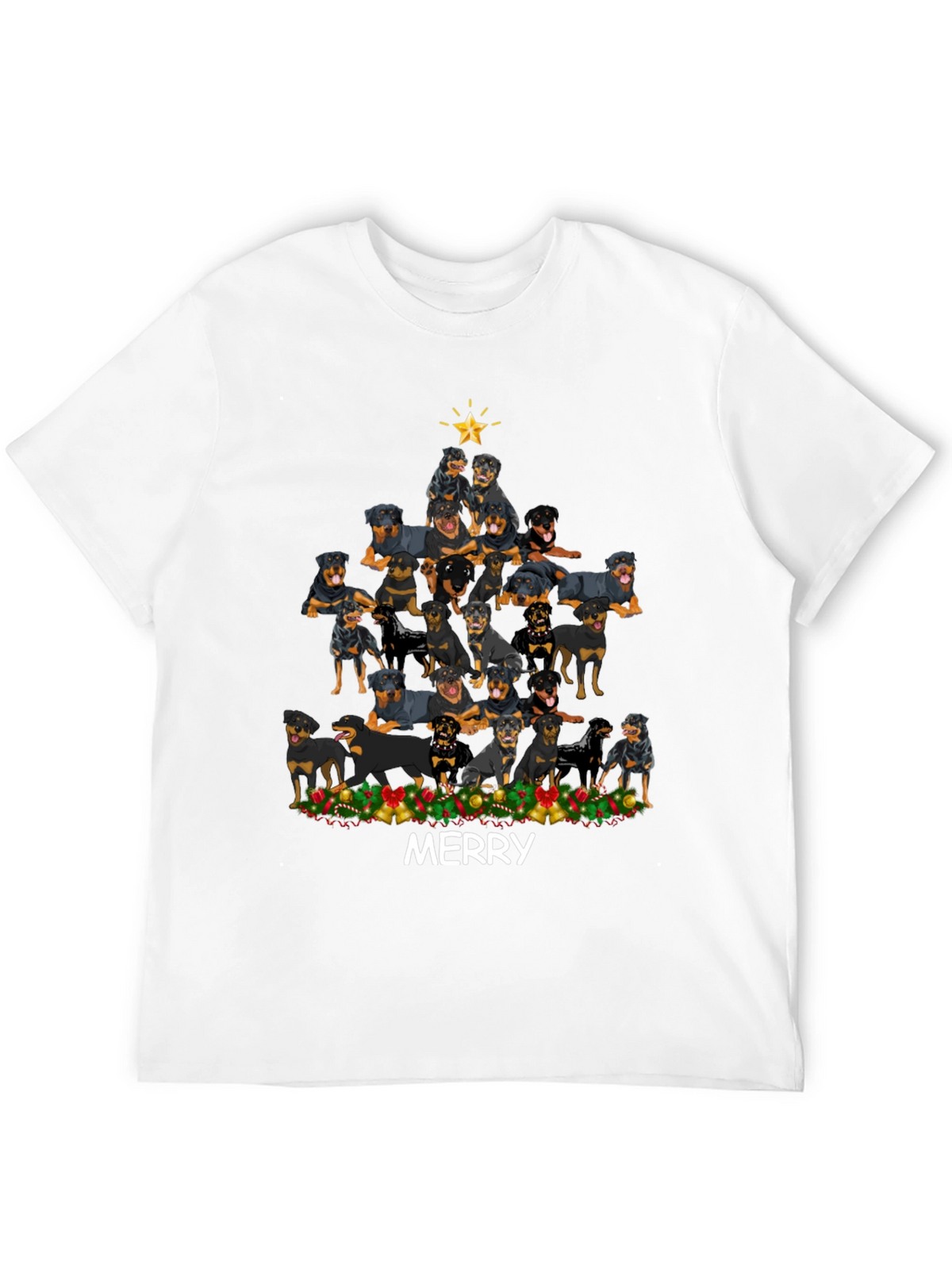 Rottweiler Christmas Tree T-Shirt - Merry