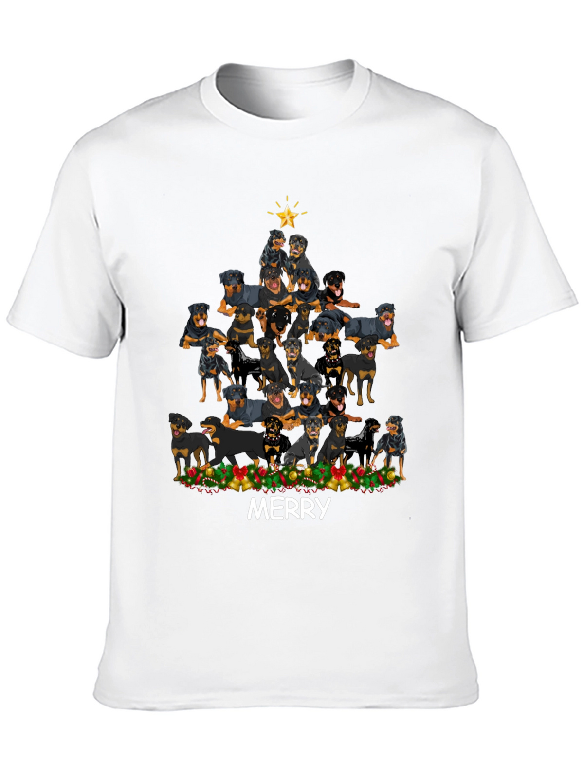 Rottweiler Christmas Tree T-Shirt - Merry