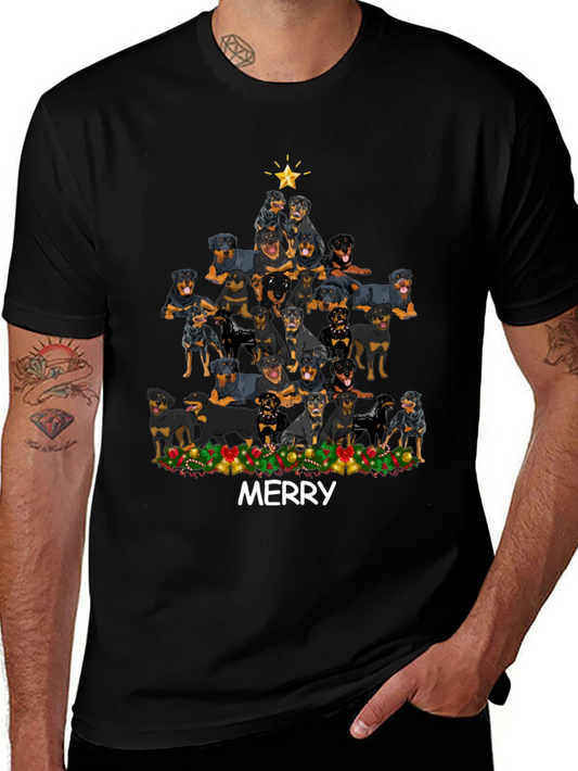 Rottweiler Christmas Tree T-Shirt - Merry