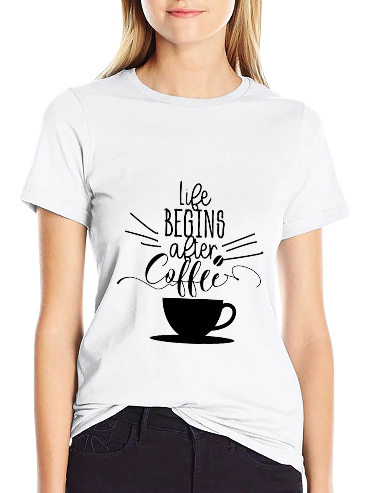 Life Begins After Coffee Black Graphic Tee