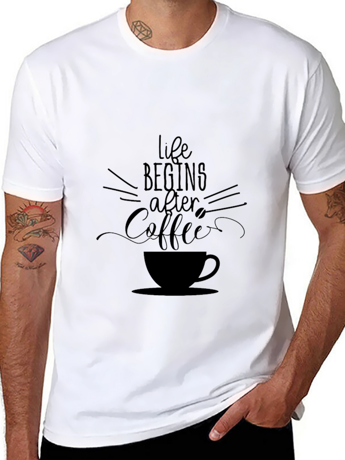 Life Begins After Coffee Black Graphic Tee