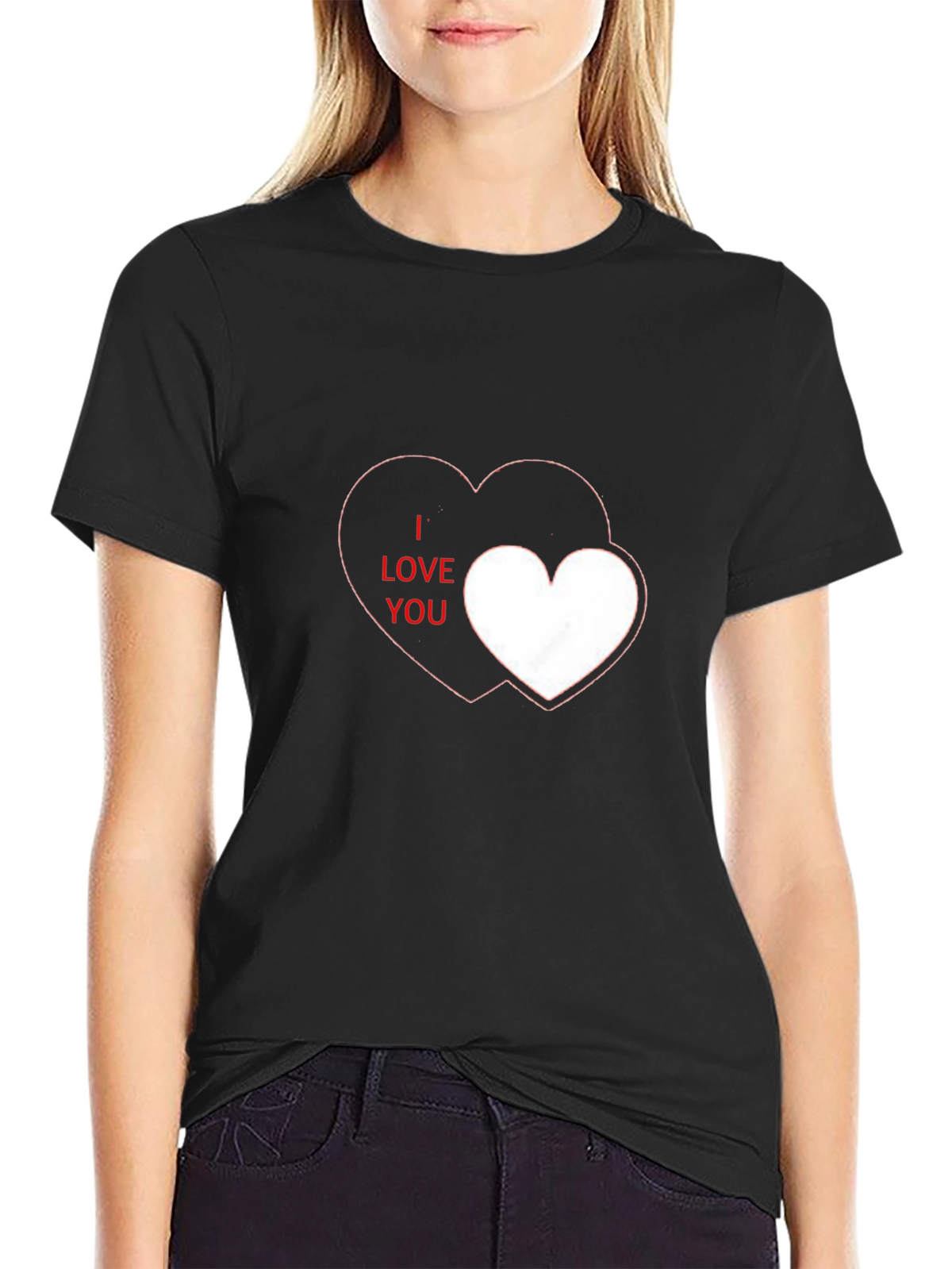 I Love You Heart Graphic Black T-Shirt