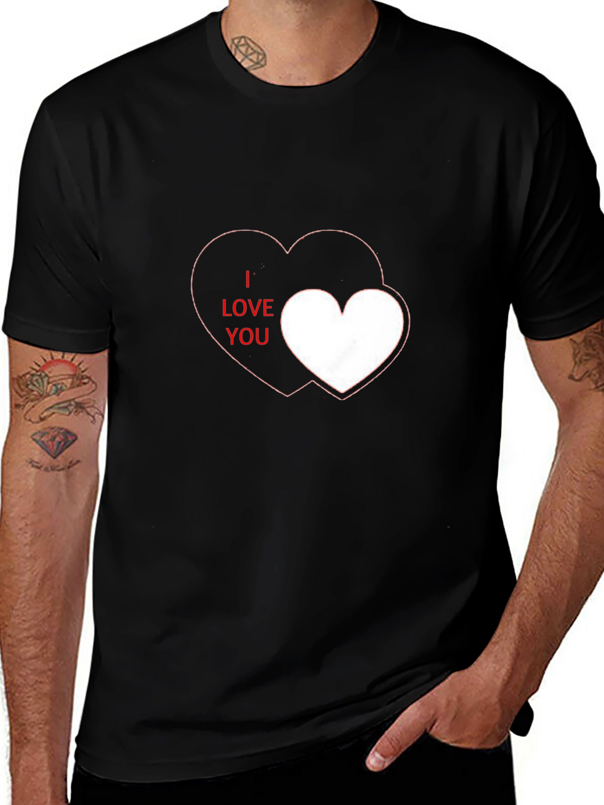 I Love You Heart Graphic Black T-Shirt