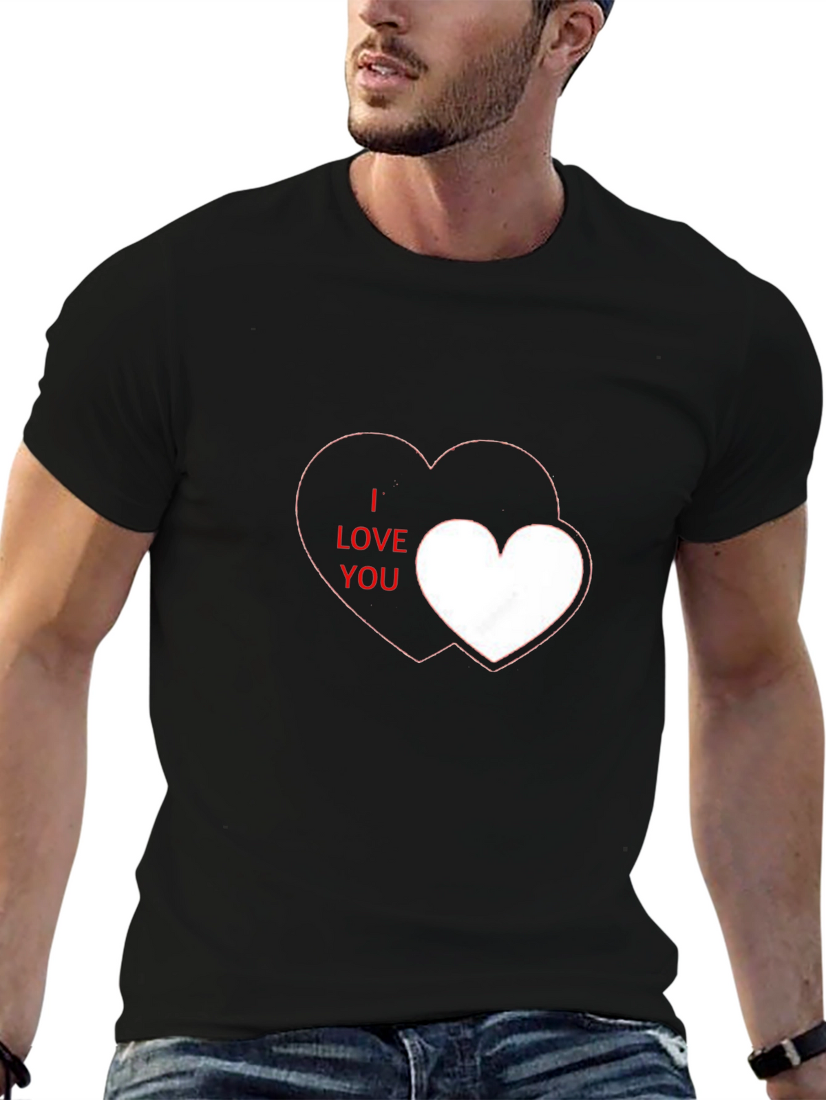 I Love You Heart Graphic Black T-Shirt