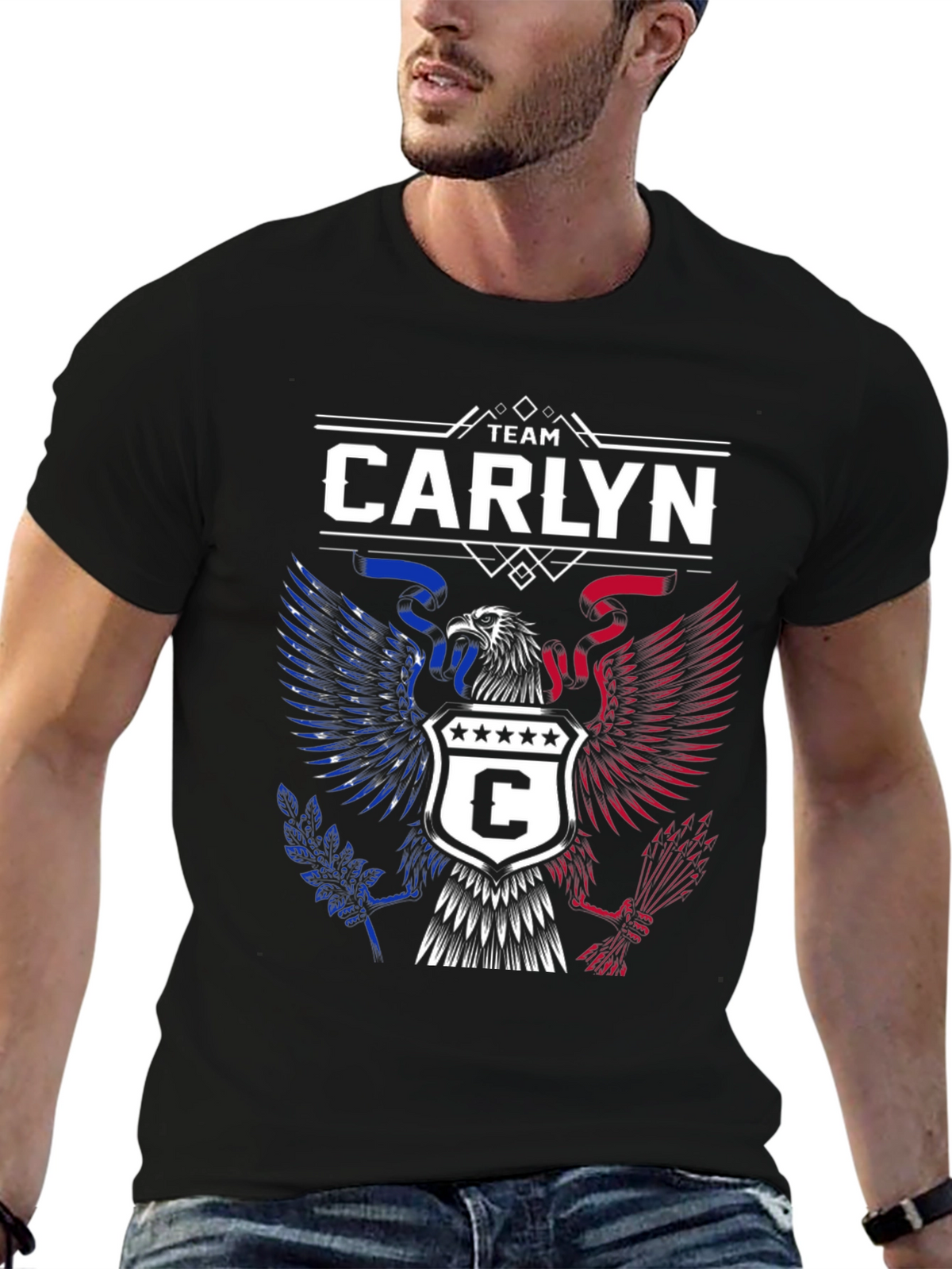 Team Carlyn Patriotic Eagle Black T-Shirt