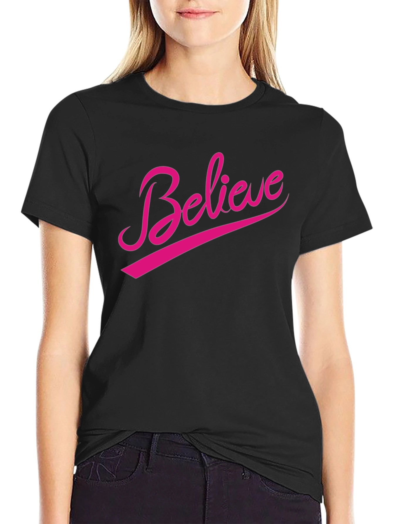 Believe Graphic Tee - Black Casual T-Shirt