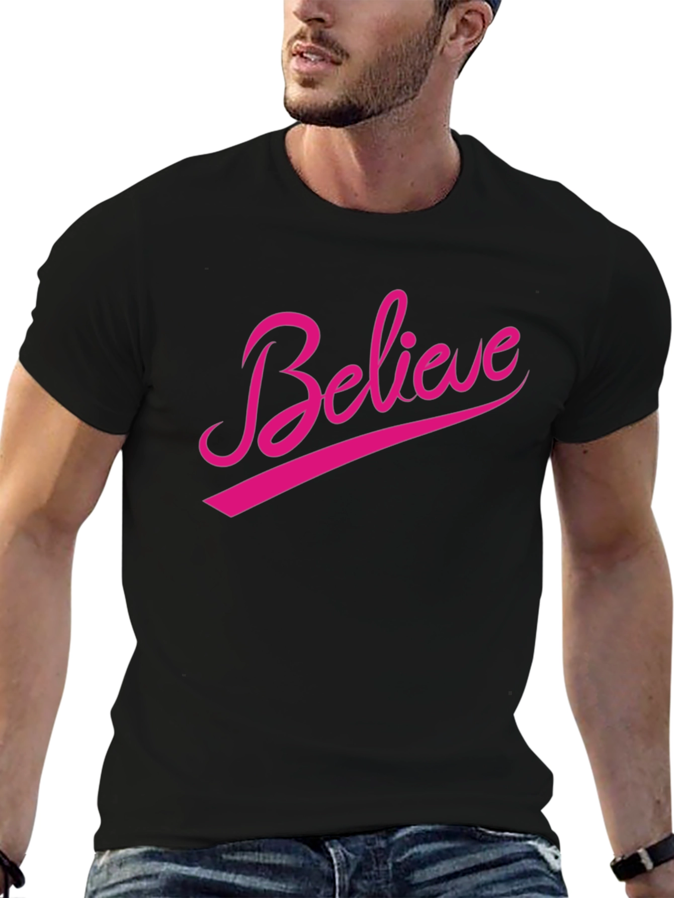 Believe Graphic Tee - Black Casual T-Shirt