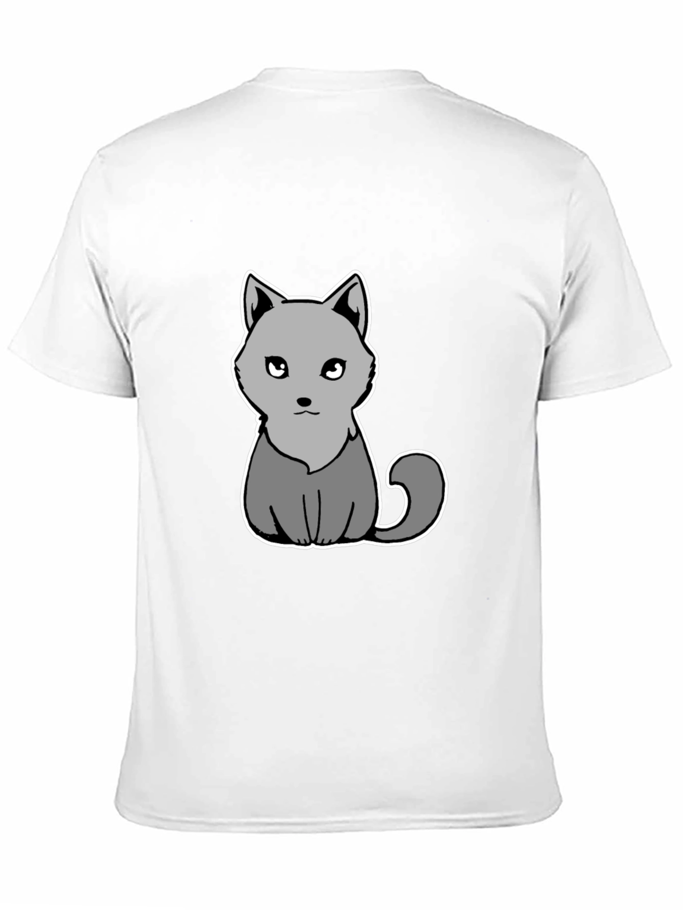 Cute Grey Cat Graphic Tee - Soft Black Cotton