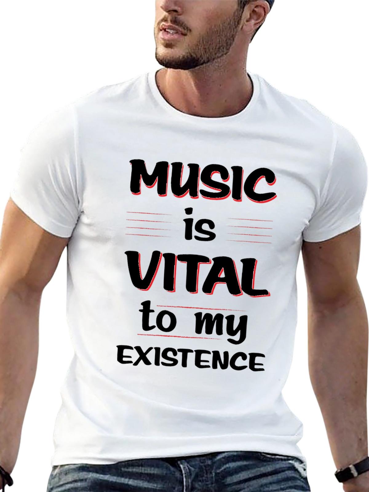 Music Is Vital T-Shirt - Black Crew Neck