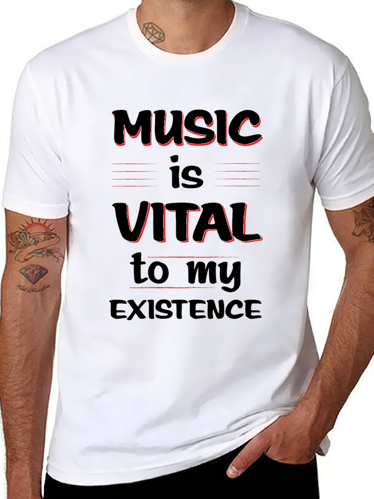 Music Is Vital T-Shirt - Black Crew Neck