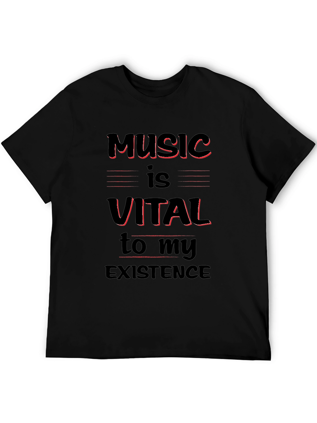 Music Is Vital T-Shirt - Black Crew Neck