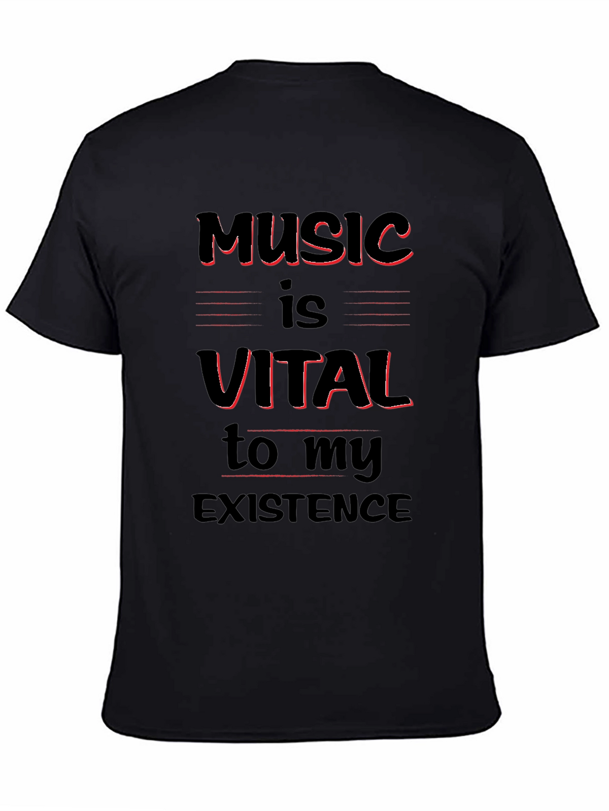 Music Is Vital T-Shirt - Black Crew Neck