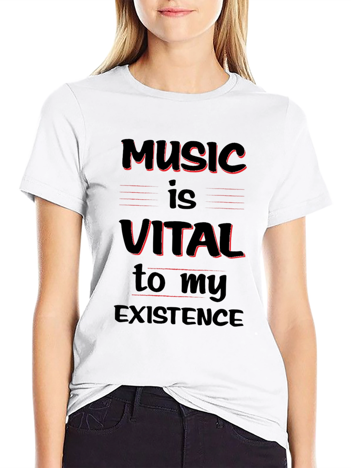 Music Is Vital T-Shirt - Black Crew Neck