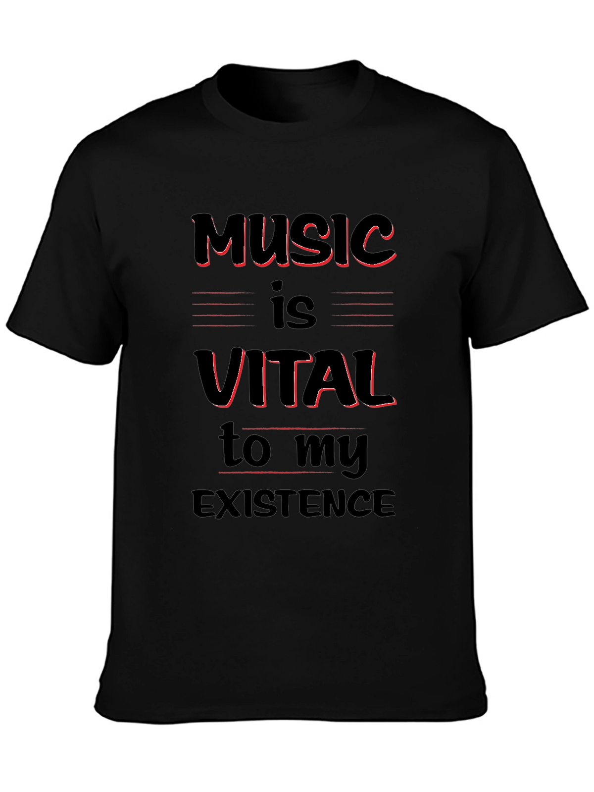 Music Is Vital T-Shirt - Black Crew Neck