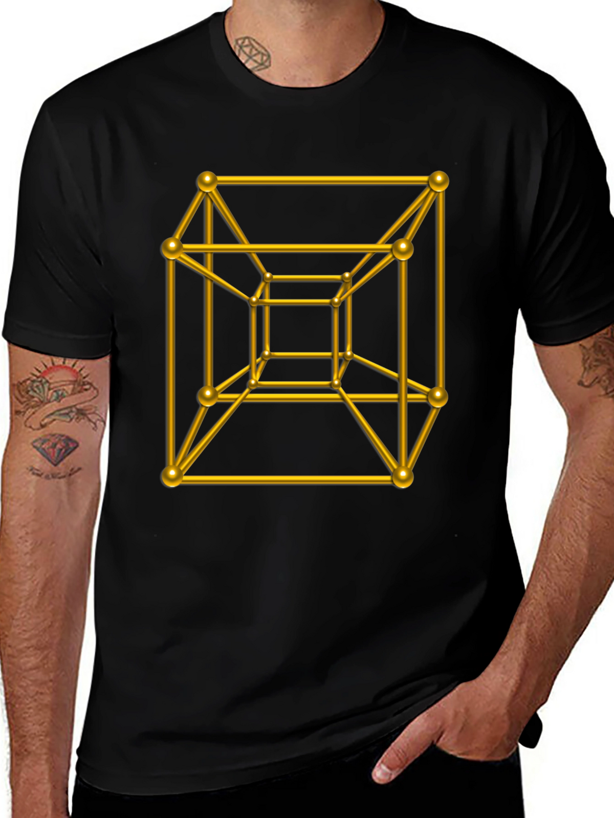 Geometric Cube T-Shirt - Black Graphic Tee