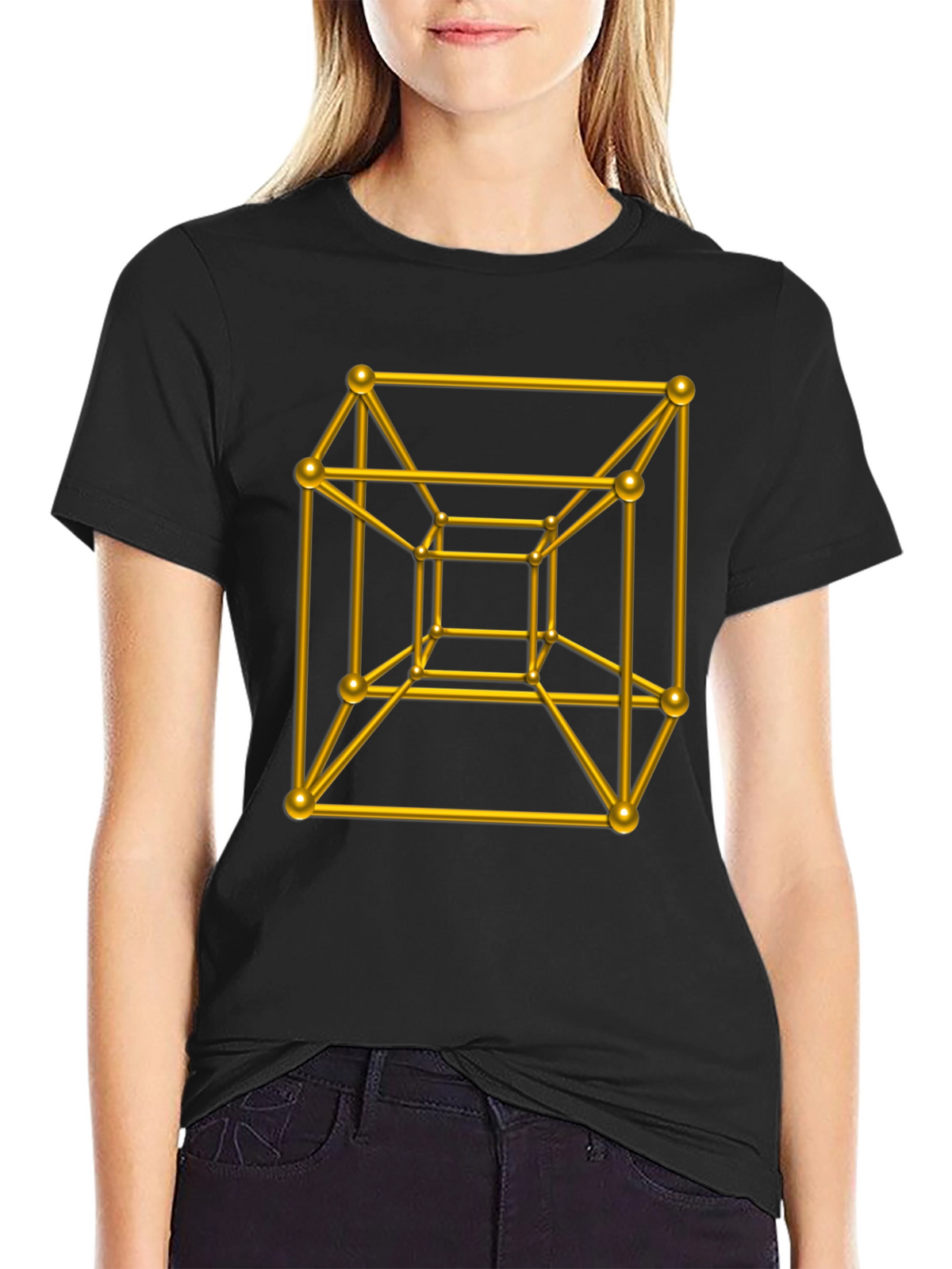 Geometric Cube T-Shirt - Black Graphic Tee