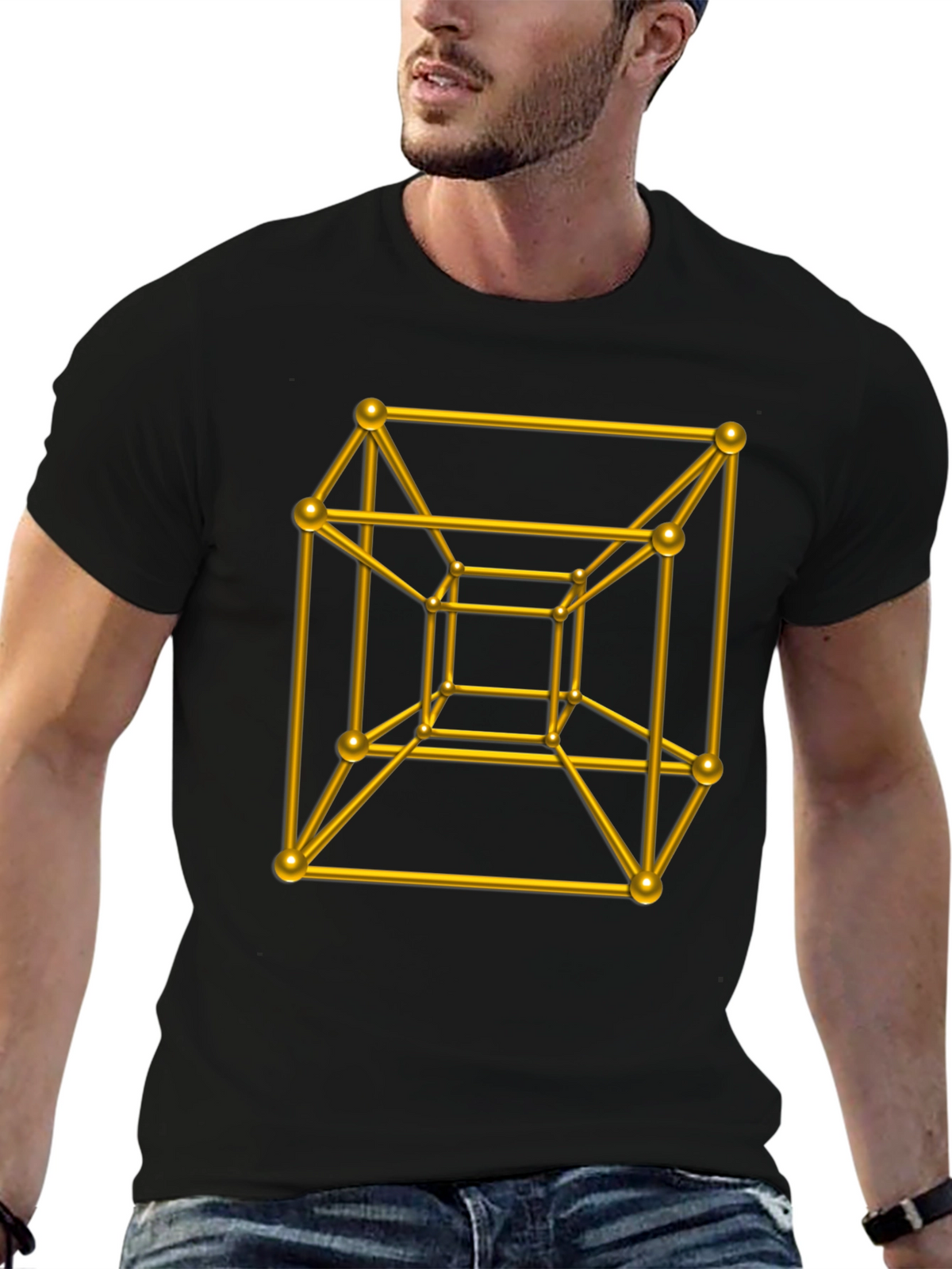 Geometric Cube T-Shirt - Black Graphic Tee