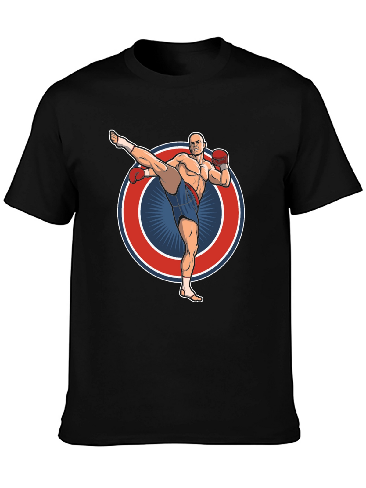 Kickboxing Graphic Tee - Black Cotton T-Shirt