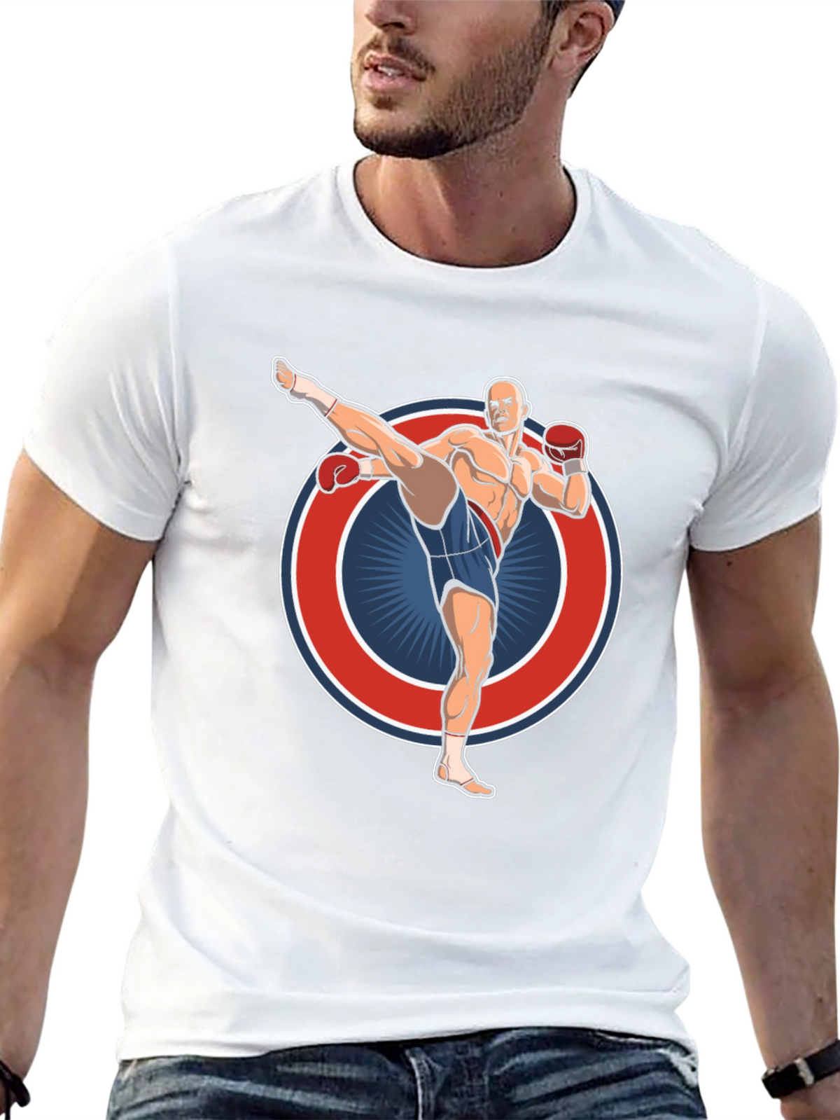 Kickboxing Graphic Tee - Black Cotton T-Shirt