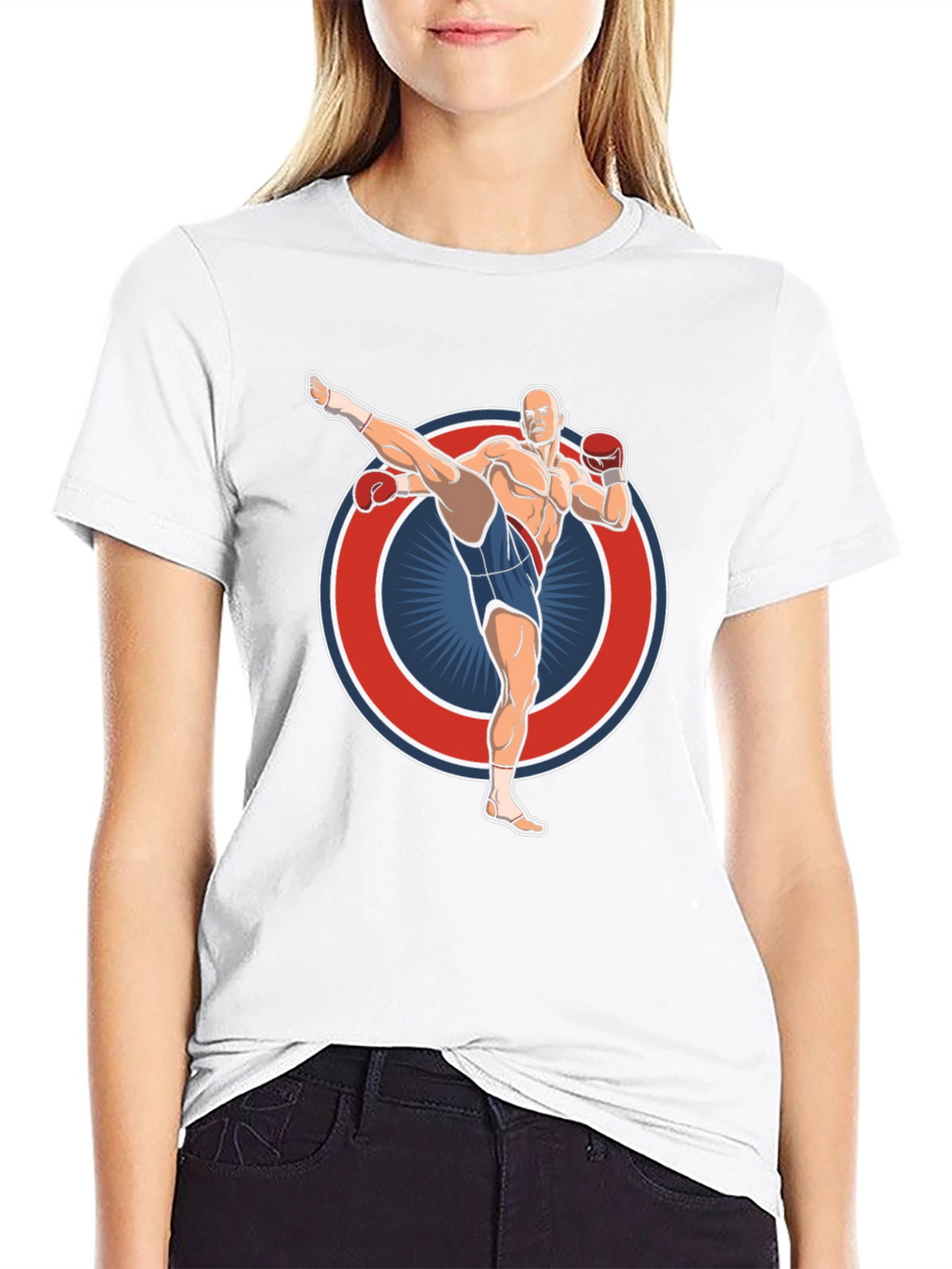 Kickboxing Graphic Tee - Black Cotton T-Shirt